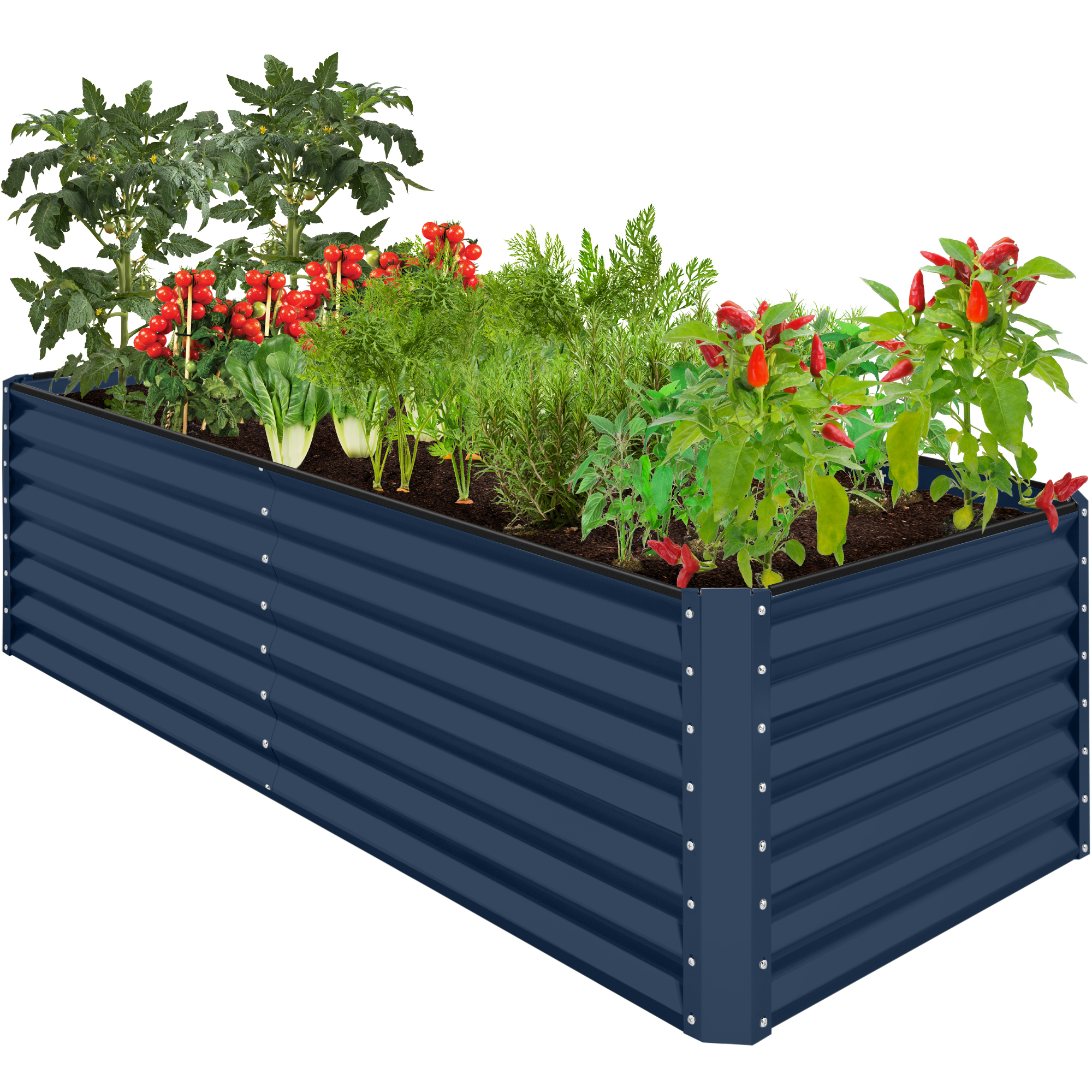 8x4x2ft Raised Metal Garden Bed Outdoor Planter Box For Vegetables, Flowers, Herbs, Succulents, 8x4x2ft - Navy - Best Choice Products Online