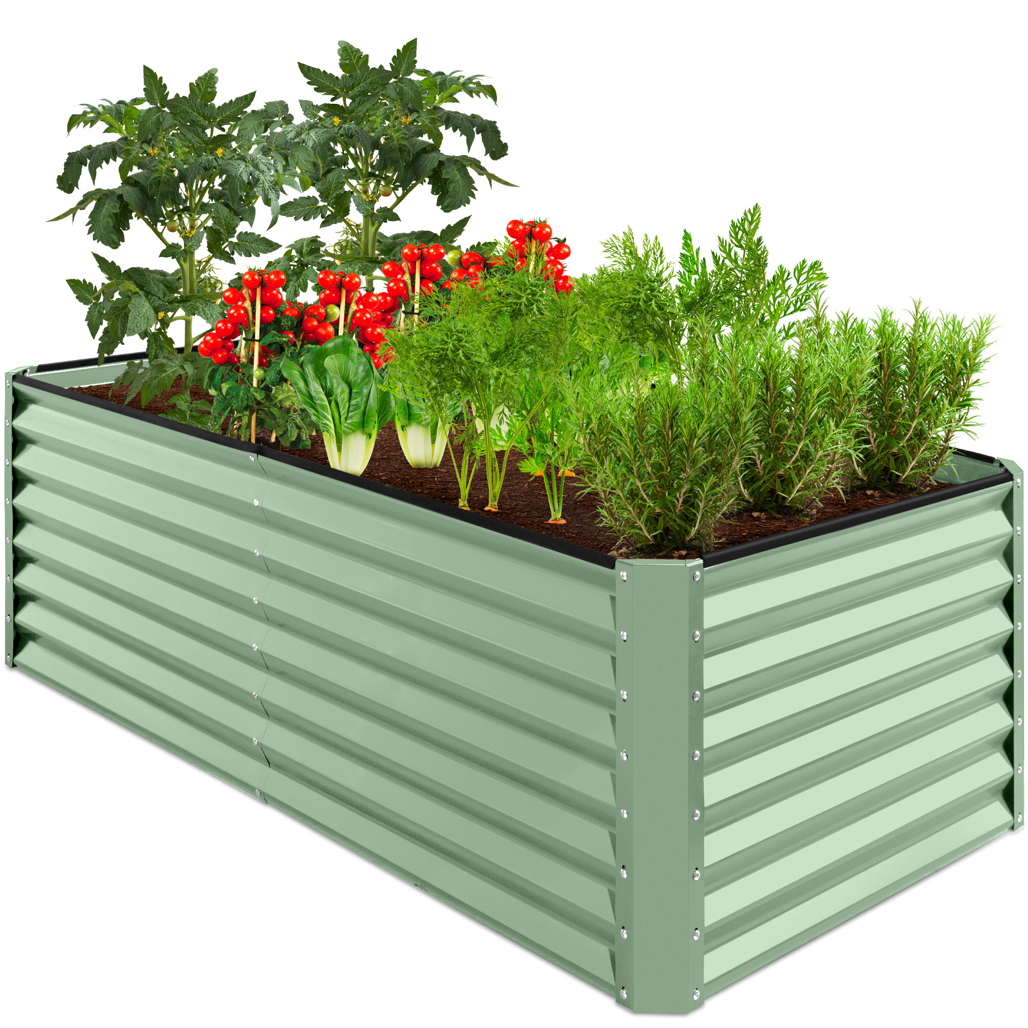 Raised Garden Bed 6x3x2ft, Outdoor Metal Planter Box For Vegetables, Flowers, Herbs, Succulents - Sage Green - Best Choice Products Online