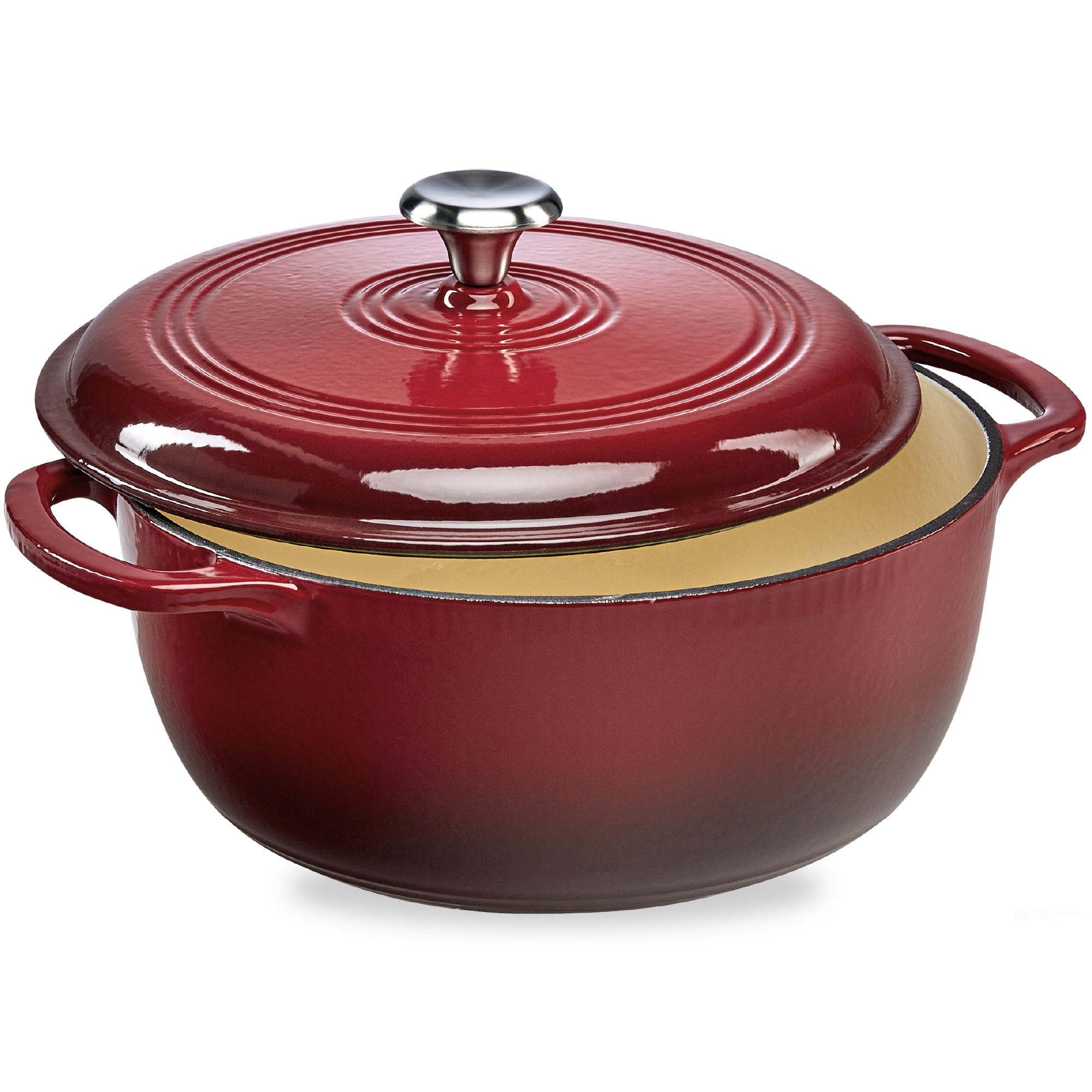 7.5qt Enamel Cast-Iron Dutch Oven, Heavy-Duty Cookware w/ Dual Handles - Red - Best Choice Products Online