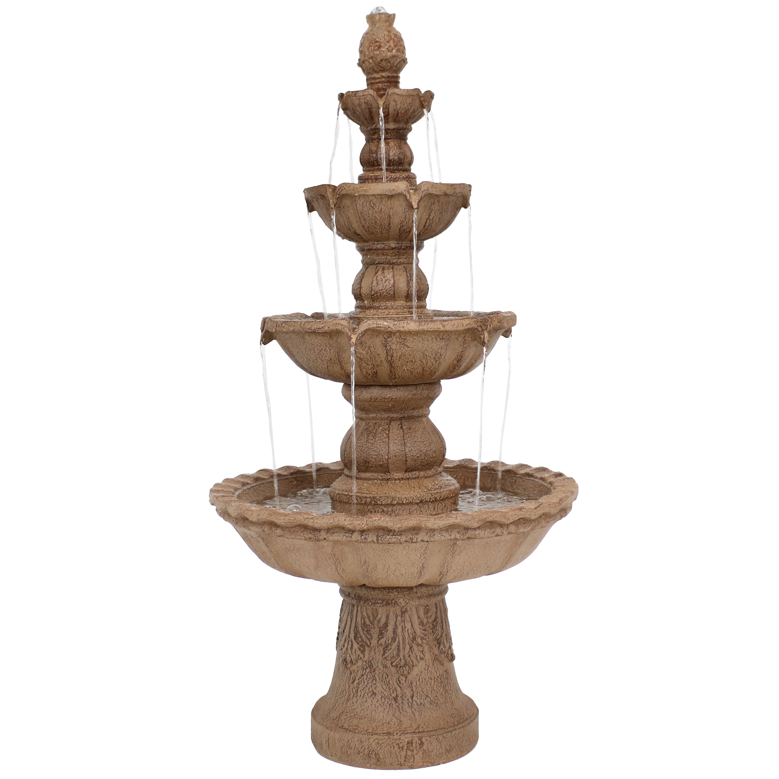 Sunnydaze 4-Tier Pineapple Outdoor Water Fountain - Earth Finish - 52-Inch