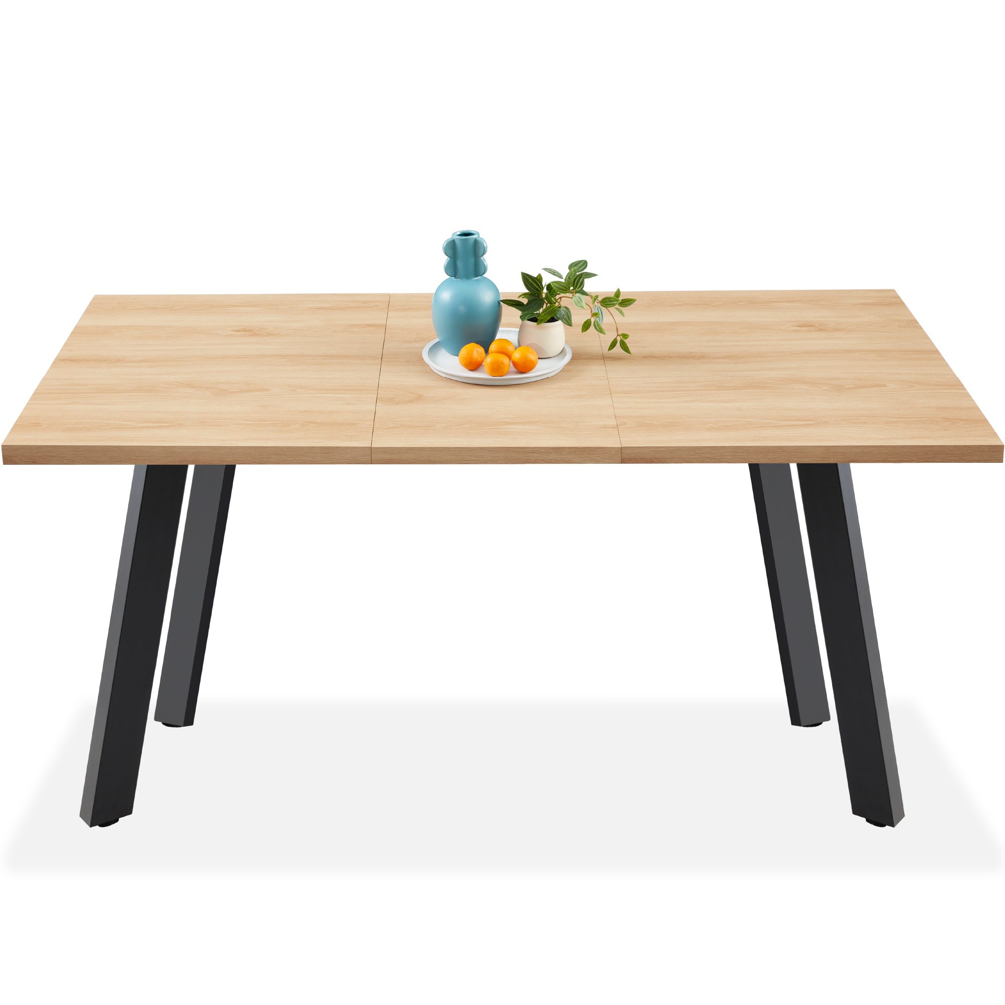 Modern Extendable Dining Table For 2-6 People, 47-63in, w/ Leaf Extension, 2 Locks - Natural Oak - Best Choice Products Online