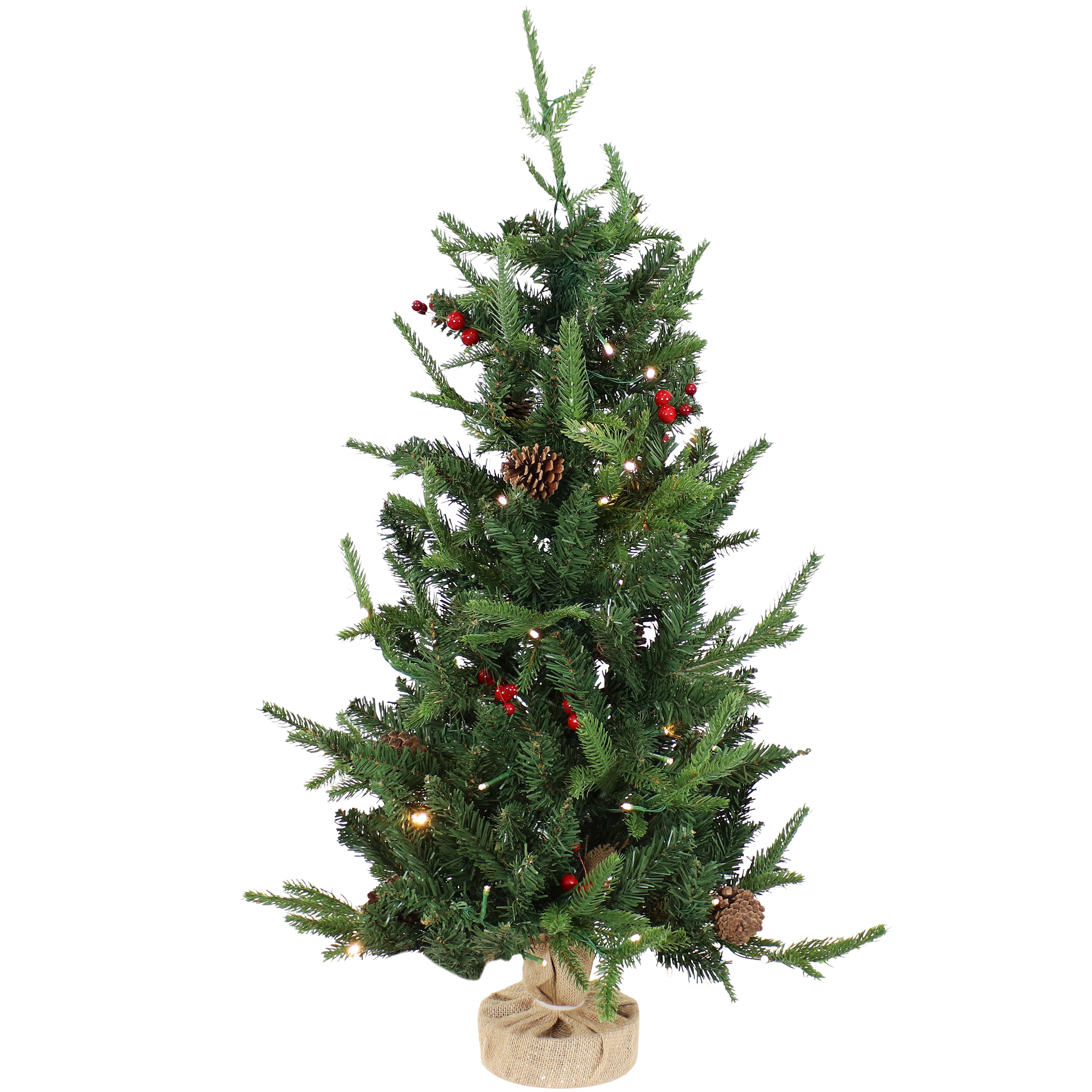 Sunnydaze Natural Noel 3-Foot Tall Pre-Lit Artificial Christmas Tree