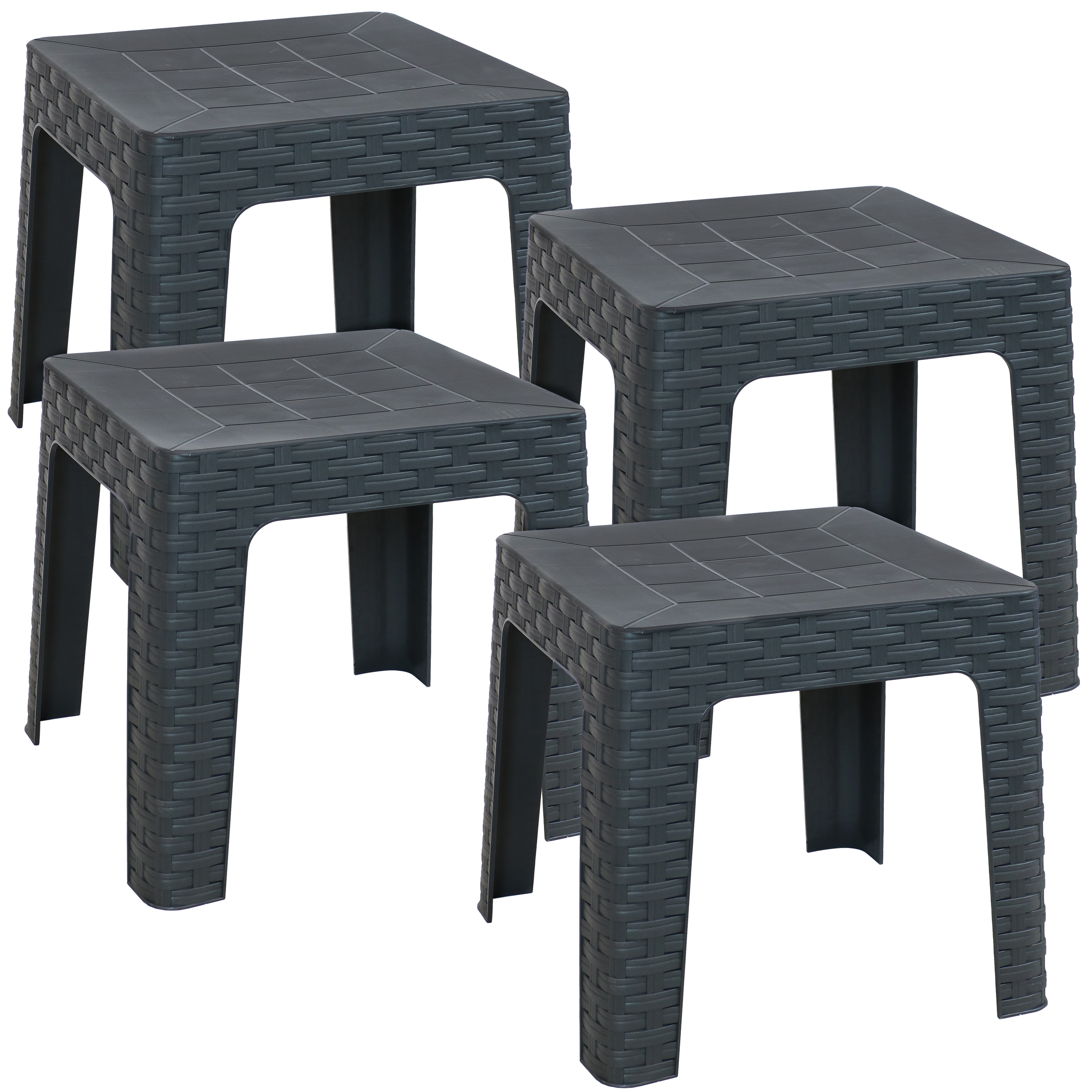 Sunnydaze Patio Side Table - Set of 4 - 18-Inch Square - Gray