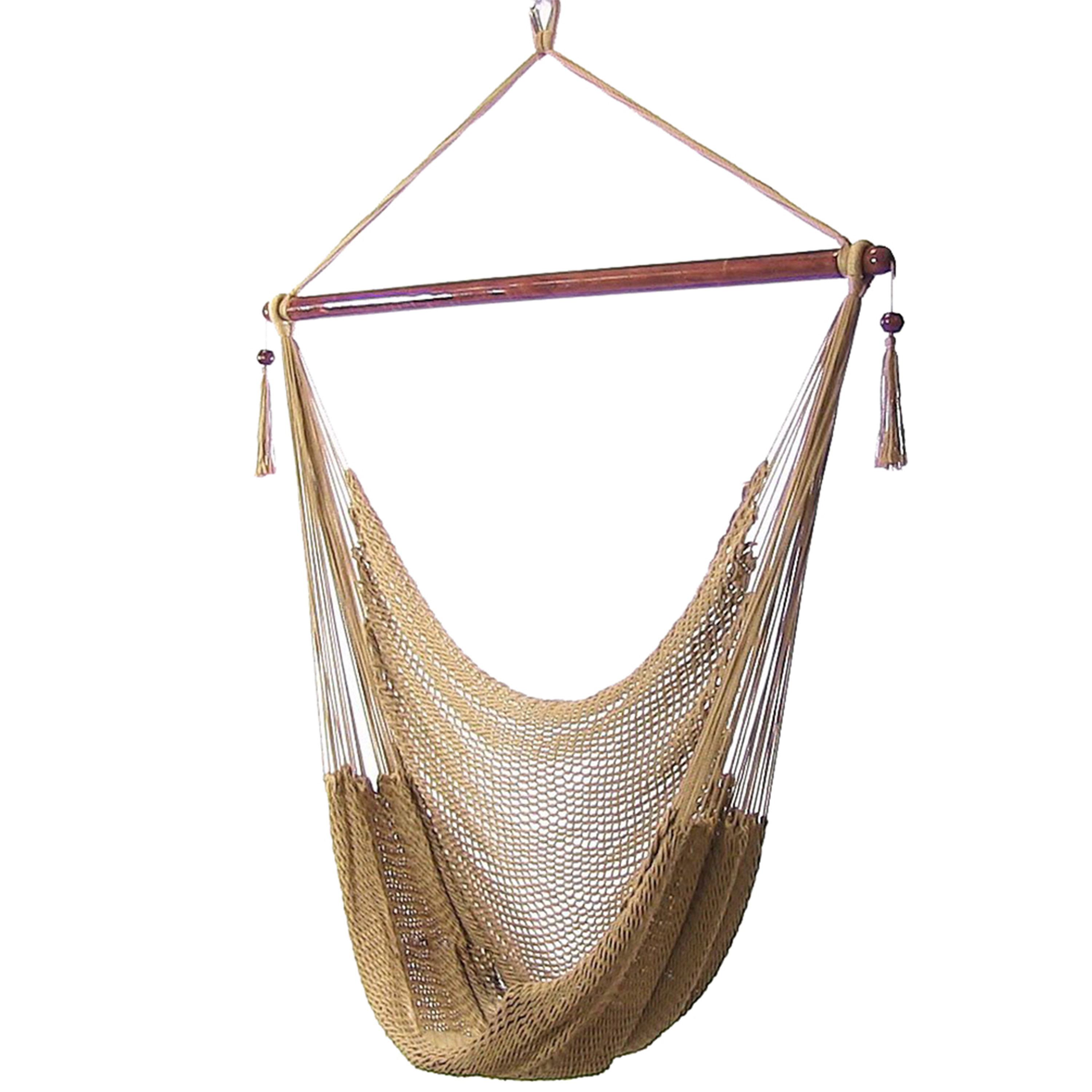 Sunnydaze Caribbean Extra Large Hammock Chair, Soft-Spun Polyester Rope, 40 Inch Wide Seat, Tan