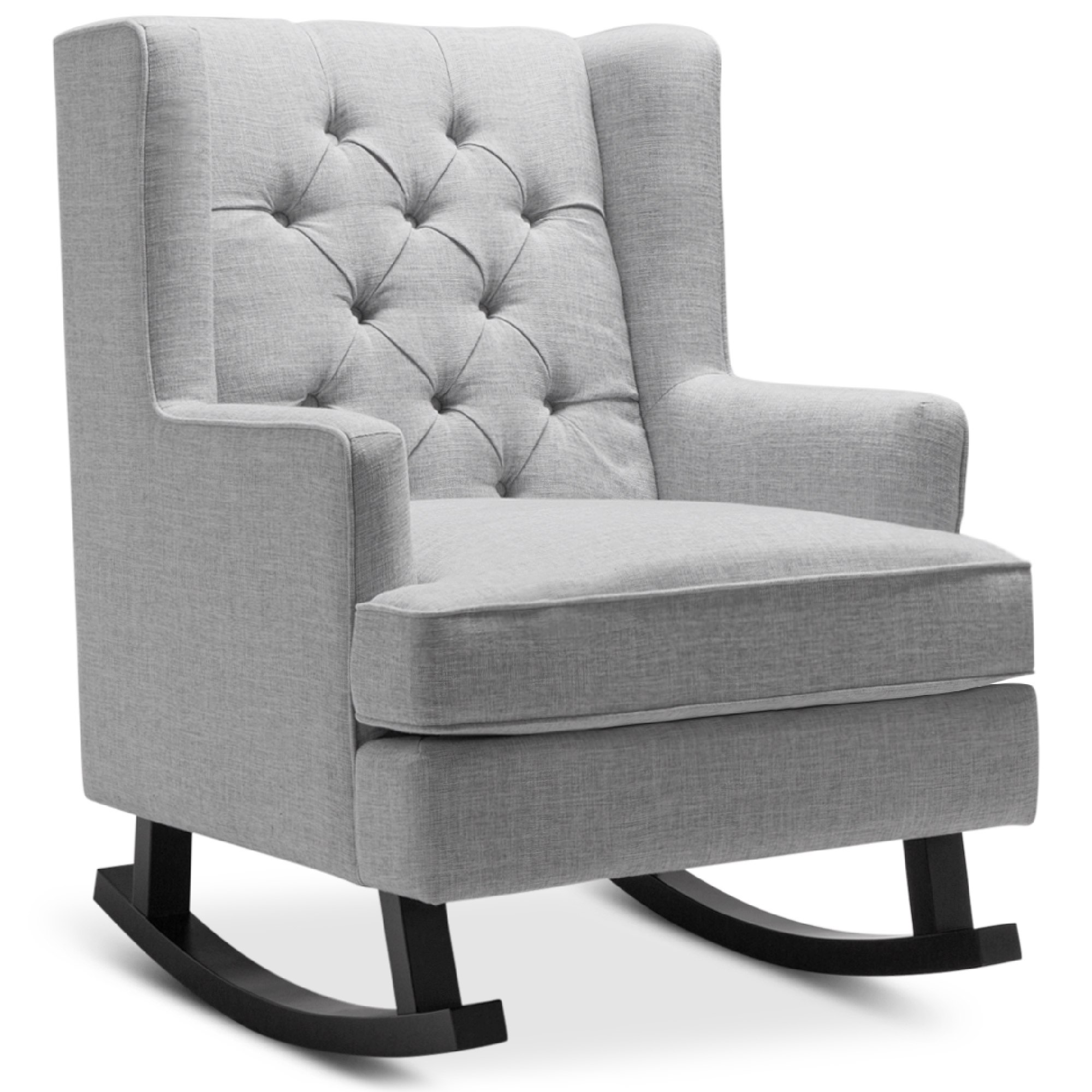 Rocking Accent Chair For Home, Nursery, Tufted Upholstered Wingback w/ Wood Frame - Gray | Best Choice Products Online
