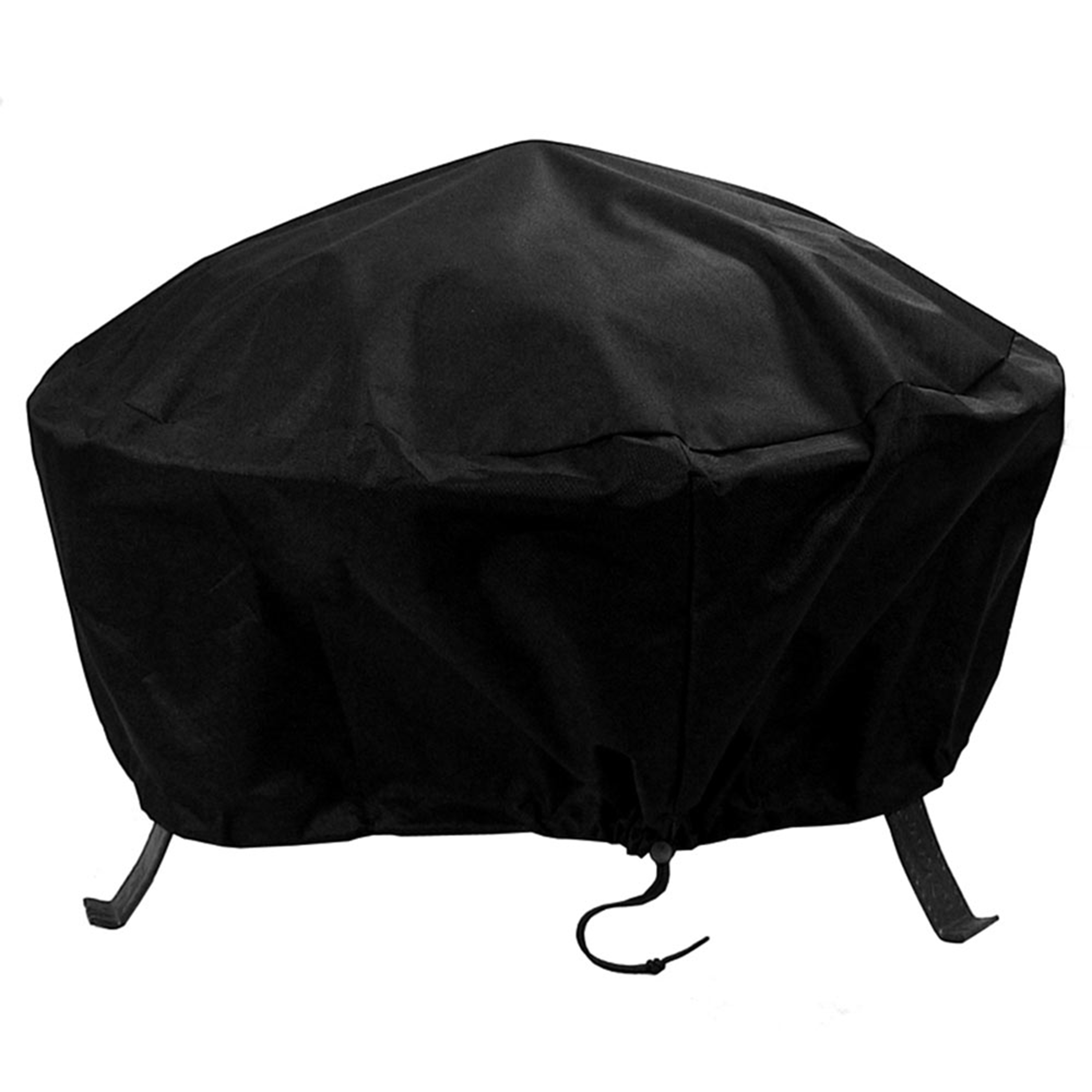 Sunnydaze Heavy-Duty Weather-Resistant Round Fire Pit Cover with Drawstring and Toggle Closure, Size and Color Options Available, Black, 40-inch Diameter