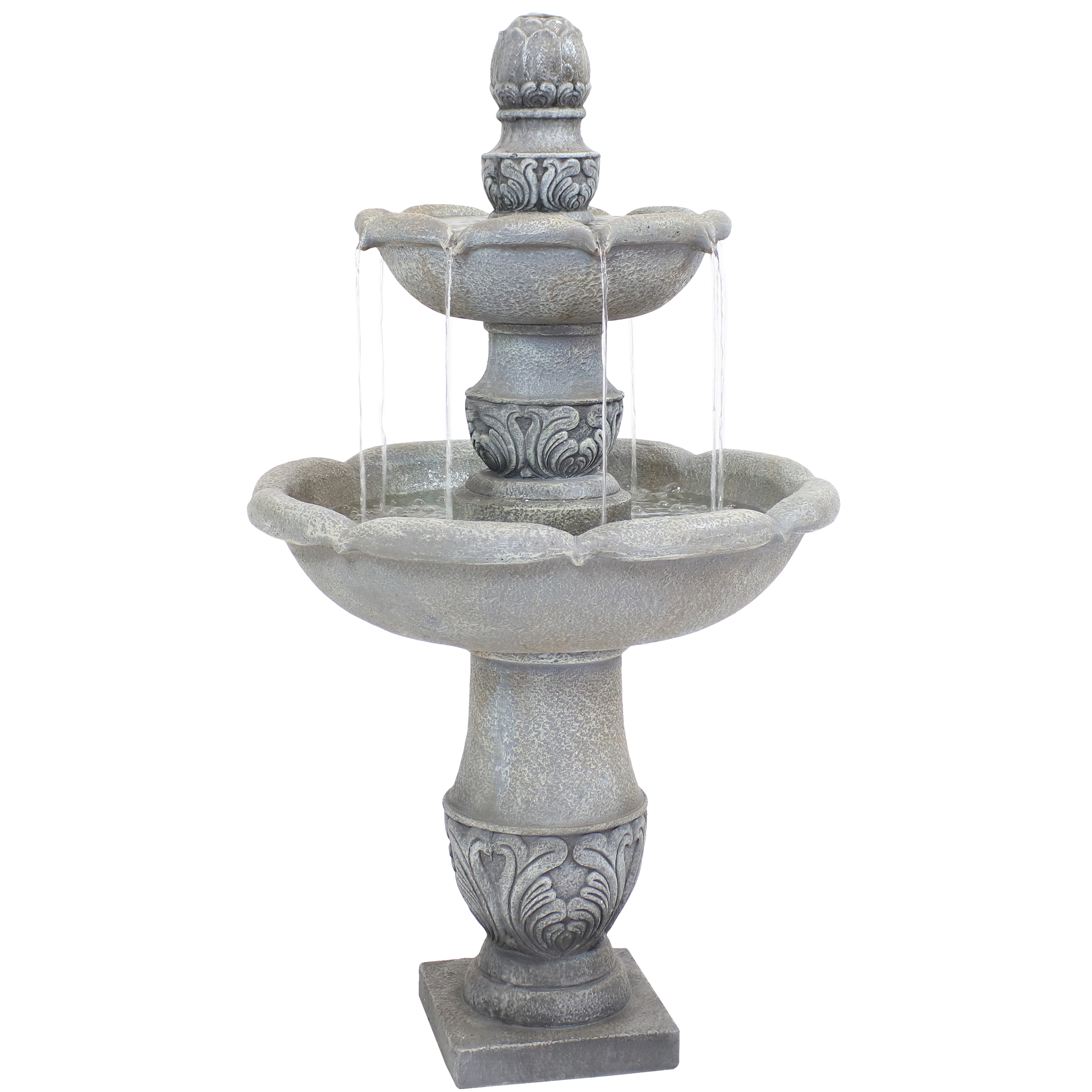 Sunnydaze French Garden 2-Tier Outdoor Water Fountain - Dusty Gray