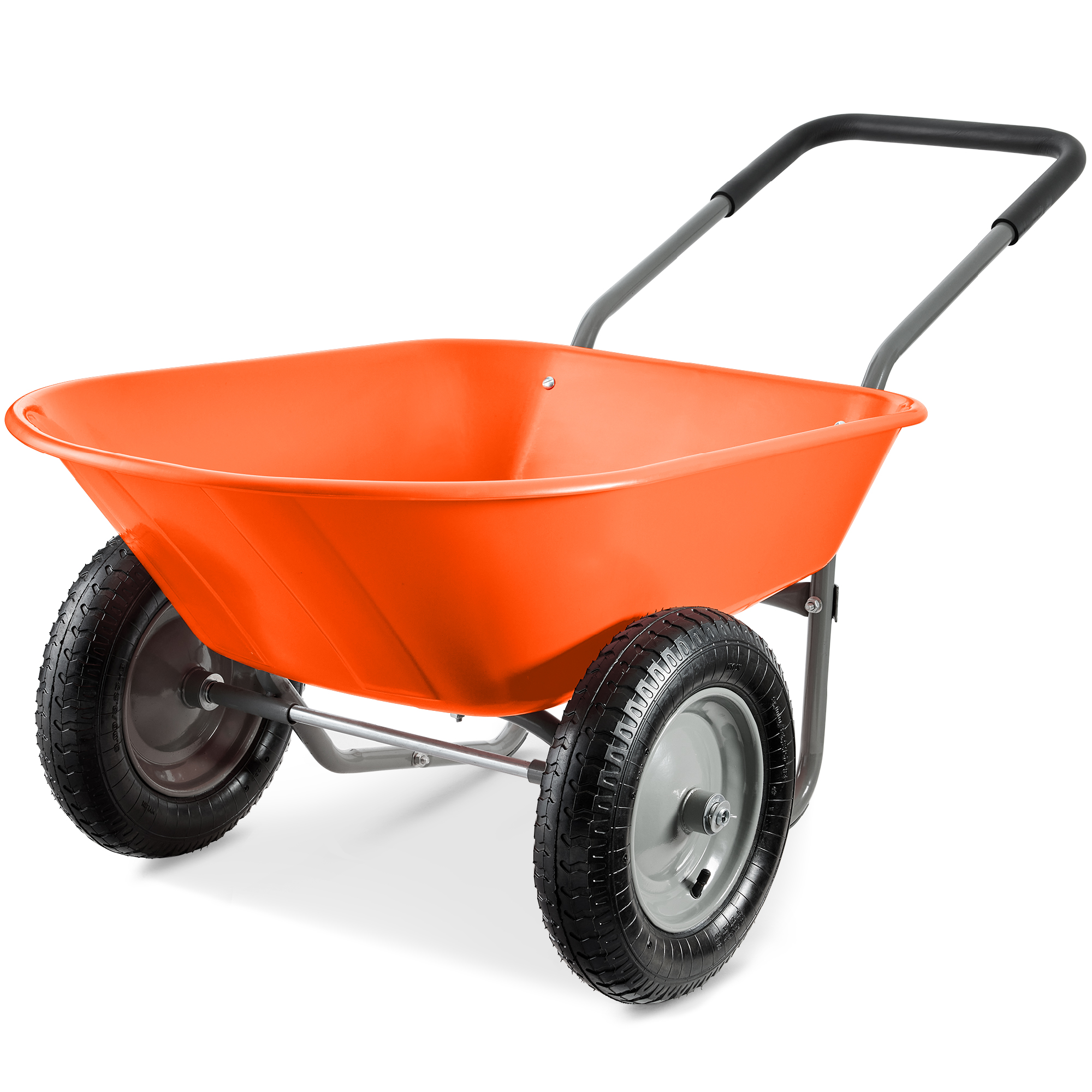 Dual-Wheel Home Wheelbarrow Yard Garden Cart for Lawn, Construction - Orange - Best Choice Products Online
