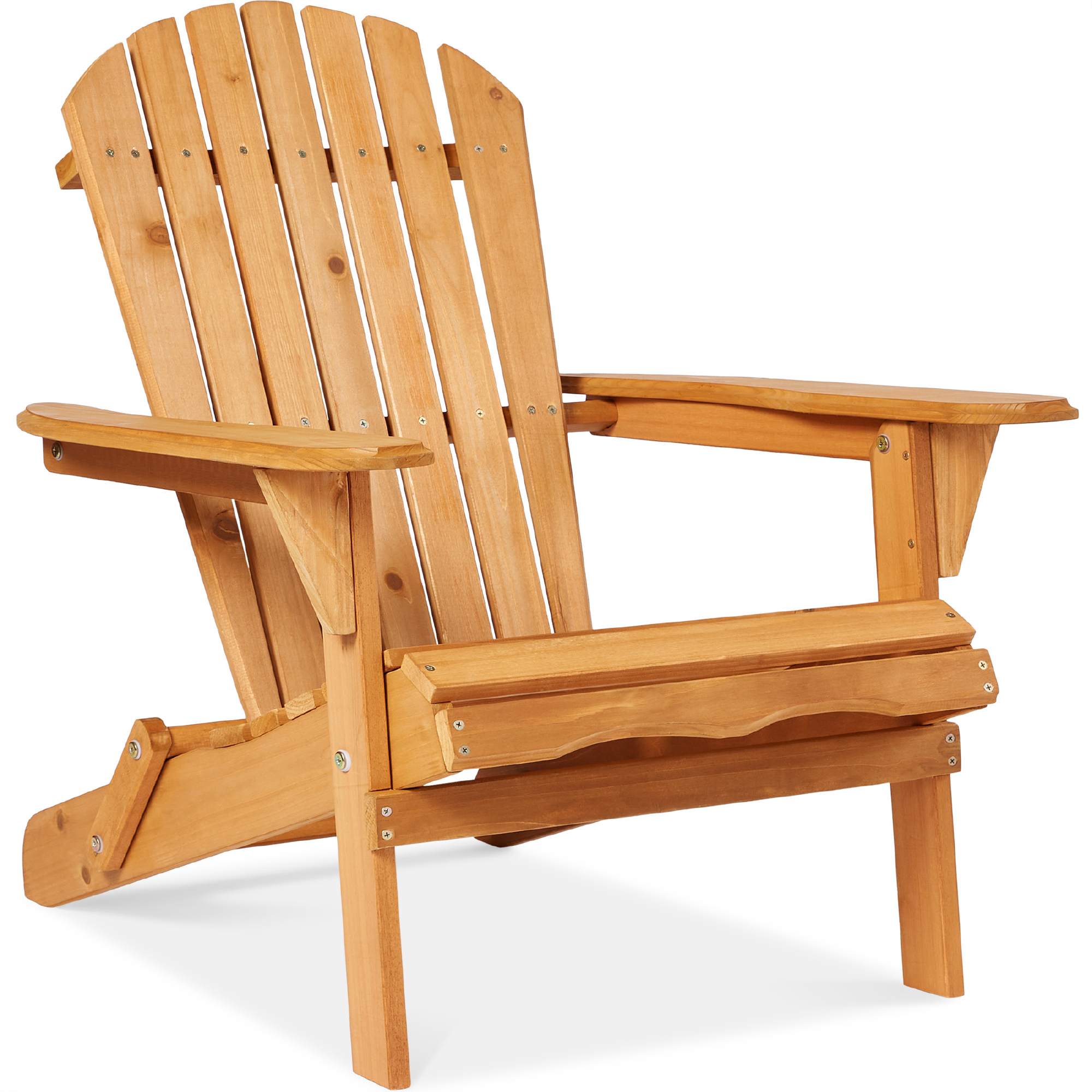 Folding Adirondack Chair, Outdoor Wooden Accent Lounge Furniture w/ 350lb Capacity - Brown - Best Choice Products Online
