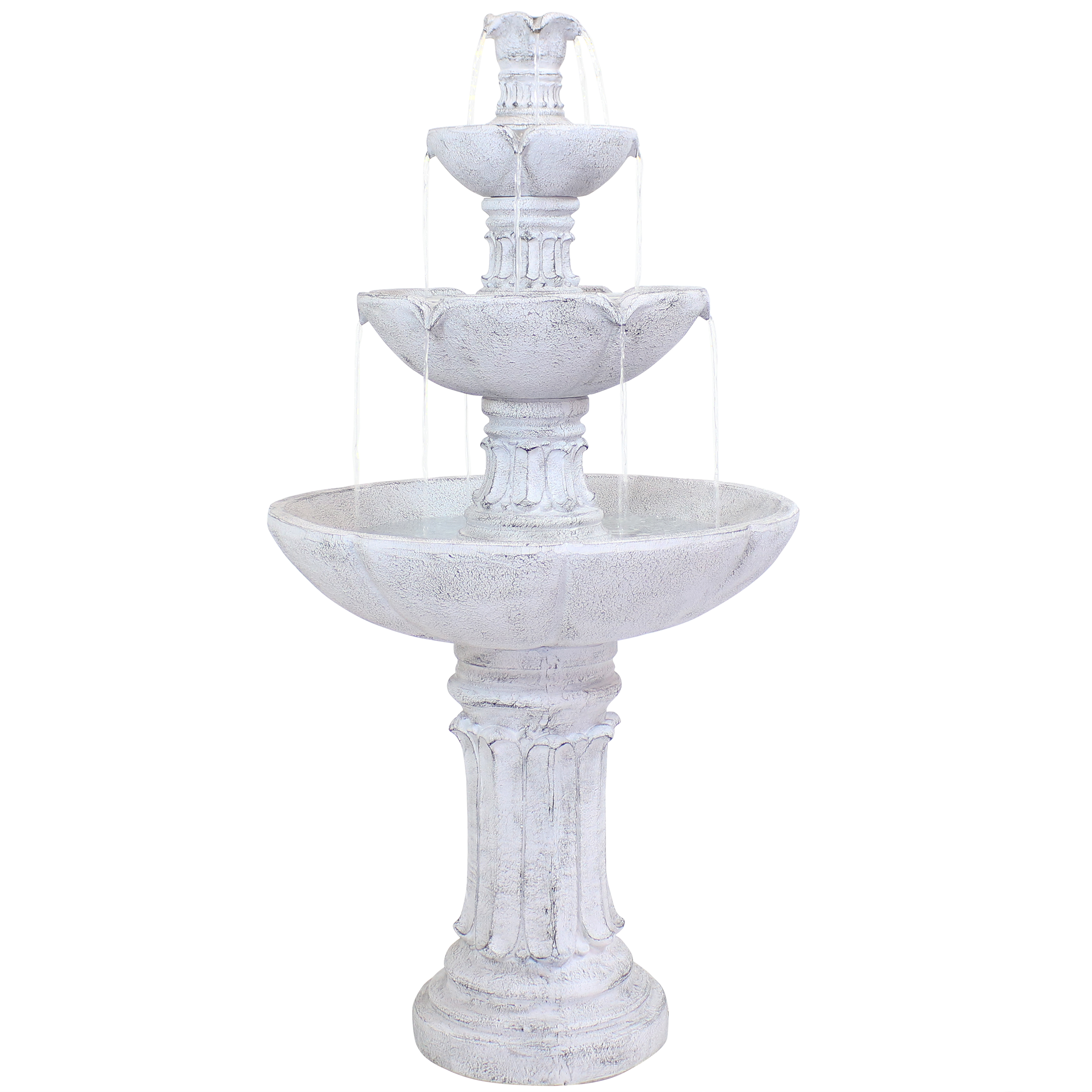 Sunnydaze Grecian Column Inspired 3-Tier Outdoor Water Fountain