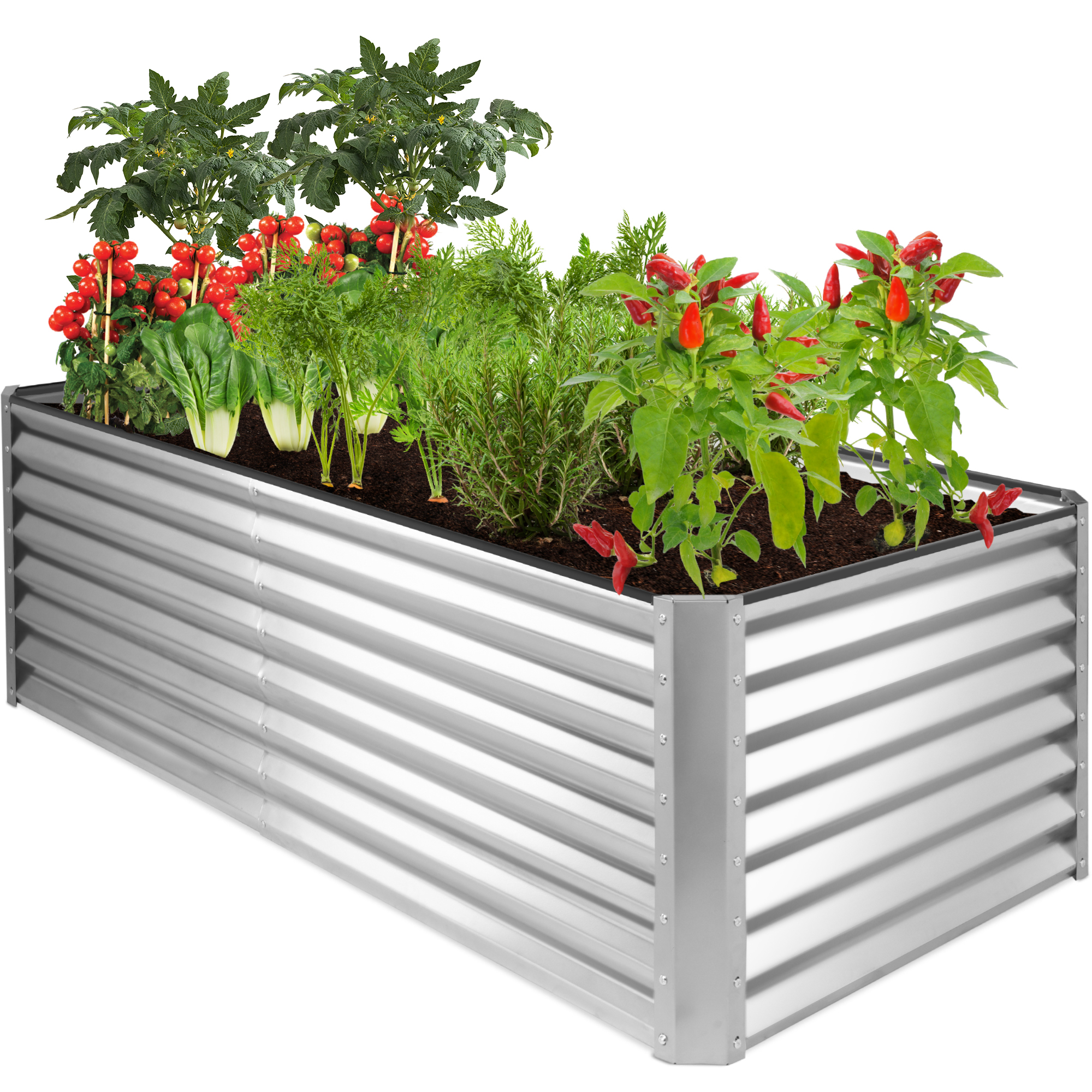 Raised Garden Bed 6x3x2ft, Outdoor Metal Planter Box For Vegetables, Flowers, Herbs, Succulents - Silver - Best Choice Products Online