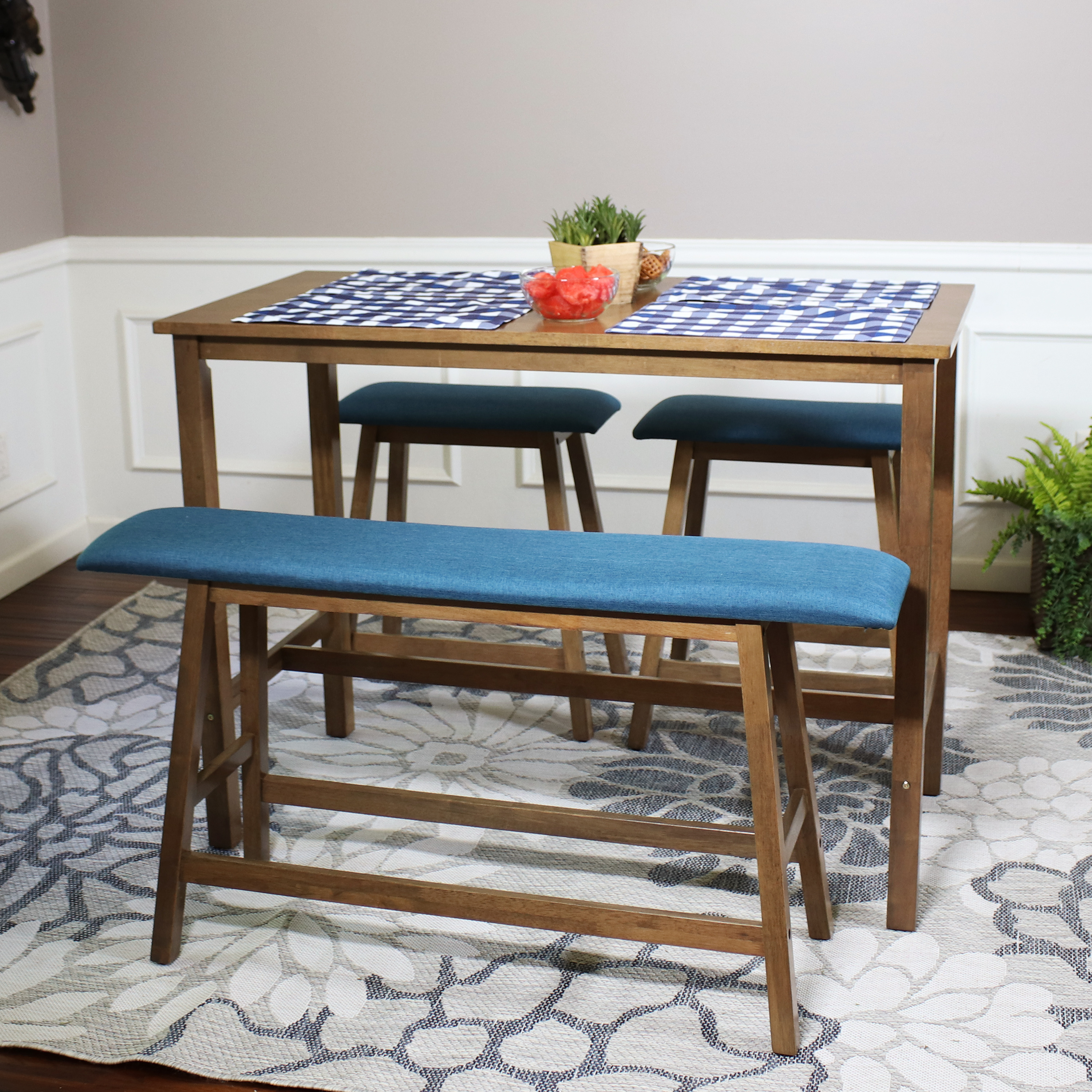 Arnold Counter-Height Dining Table, Chairs and Bench Set - Weathered Oak