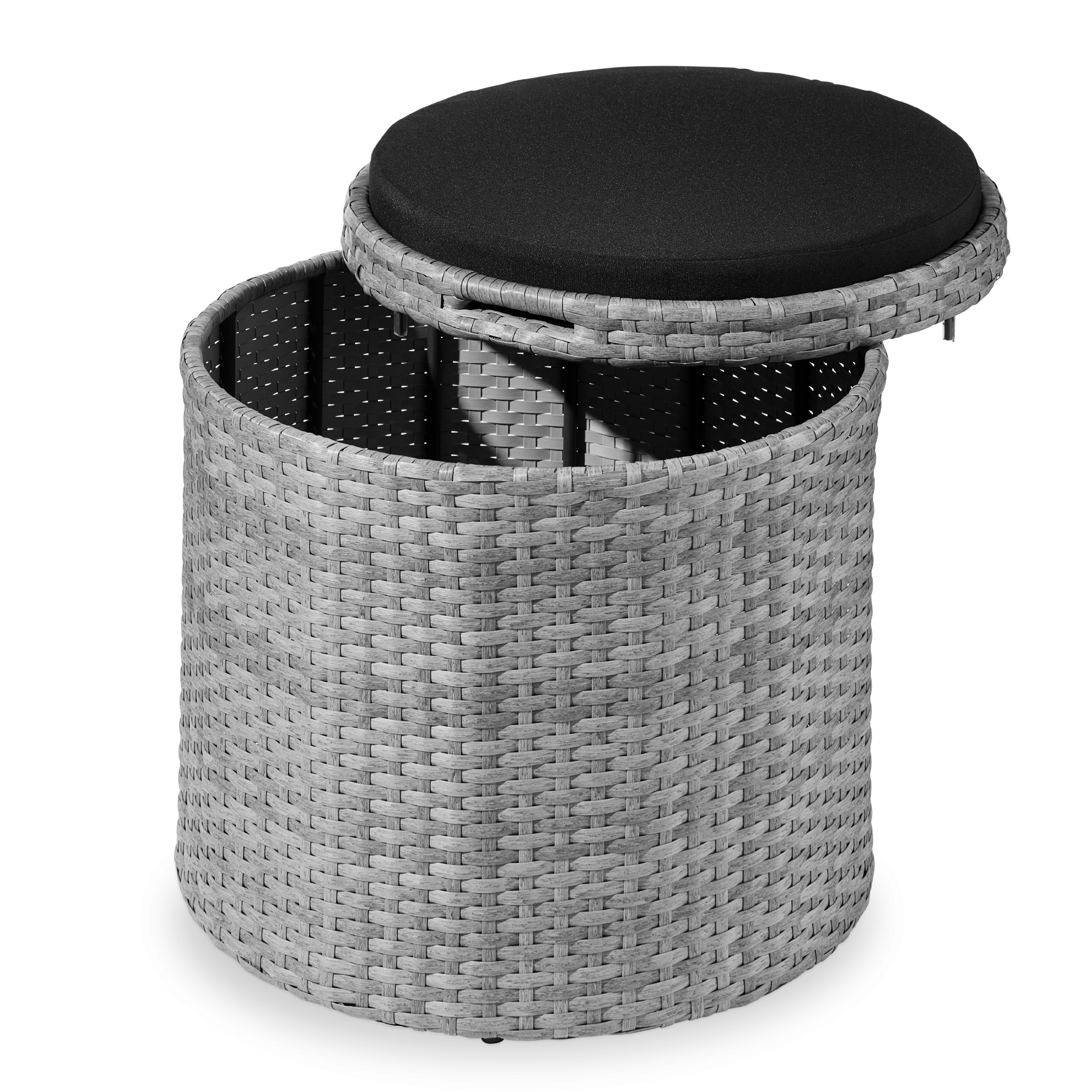 Round Wicker Ottoman, Multipurpose Furniture w/ Removable Cushion, Steel Frame - Gray/Black - Best Choice Products Online