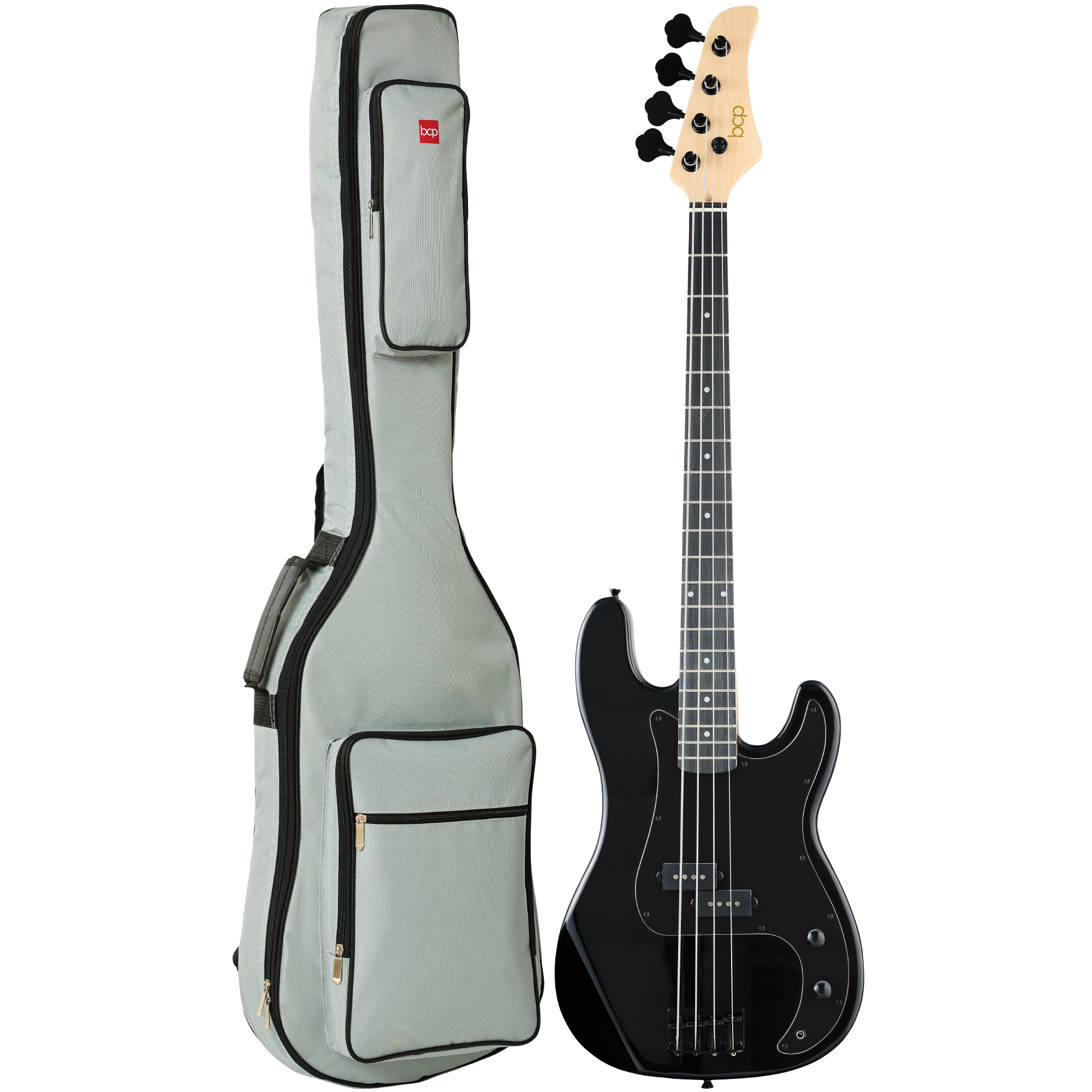 Full Size Beginner 4-String Electric Guitar Bass Guitar w/ Padded Case - Black/Black - Best Choice Products Online