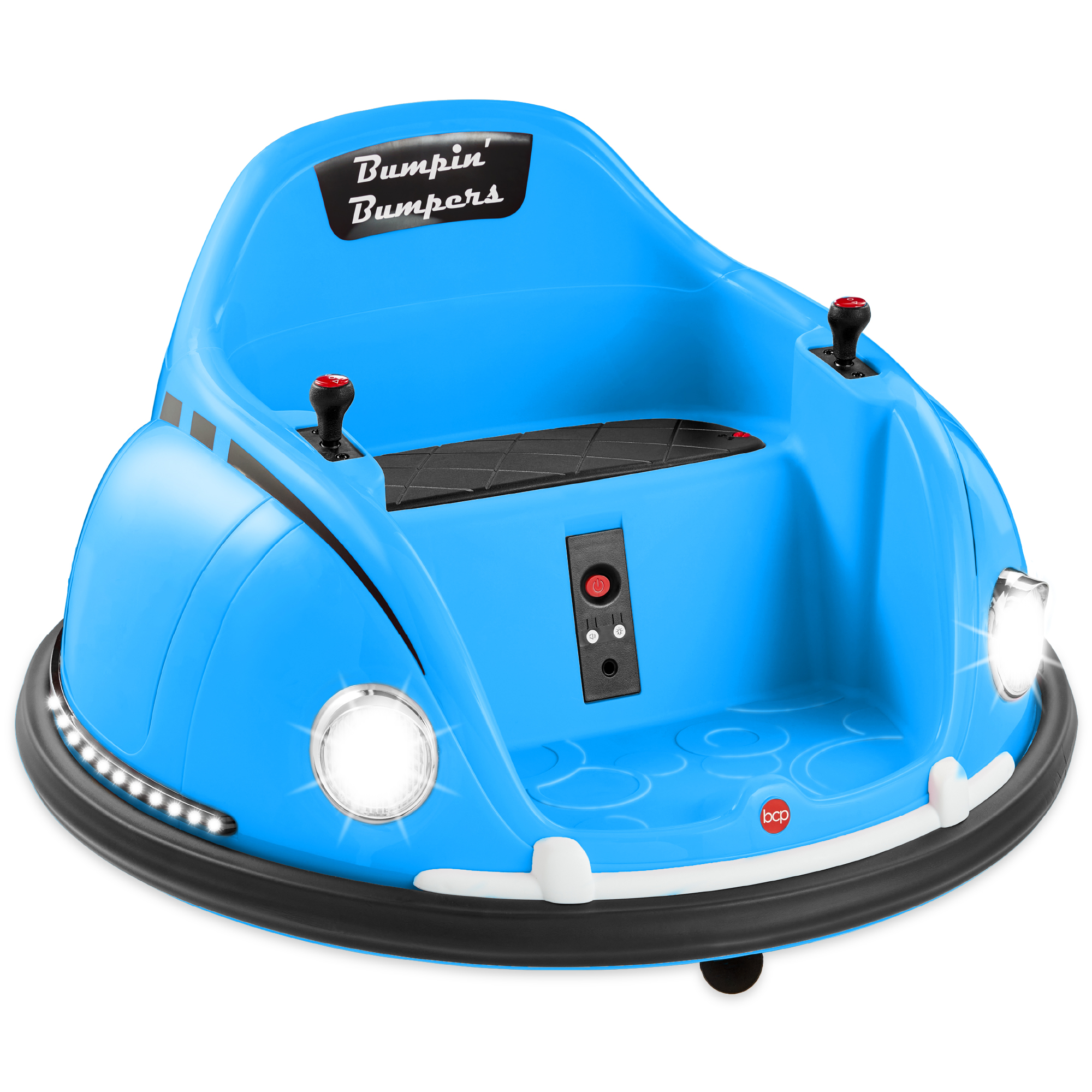 Kids 6V Bumper Car Ride On Toy w/ Remote Control, Harness, Lights, 360° Spin - Light Blue - Best Choice Products Online