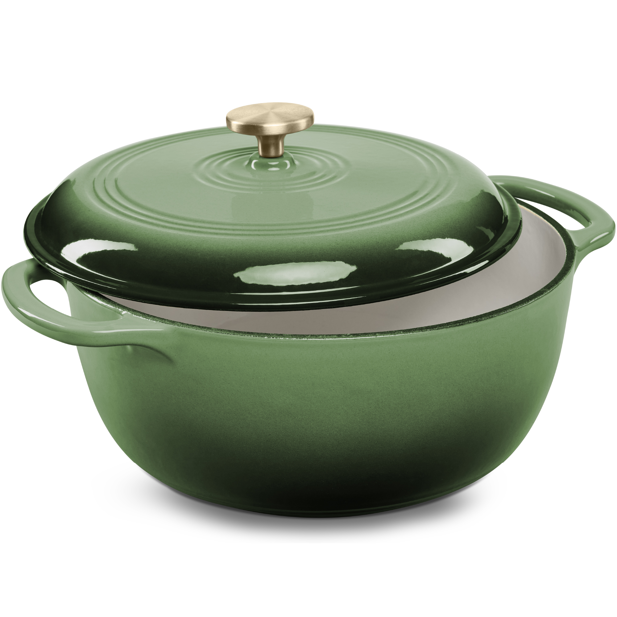 6qt Cast-Iron Dutch Oven, Heavy-Duty Kitchenware w/ Enamel, Side Handles - Deep Olive Green - Best Choice Products Online