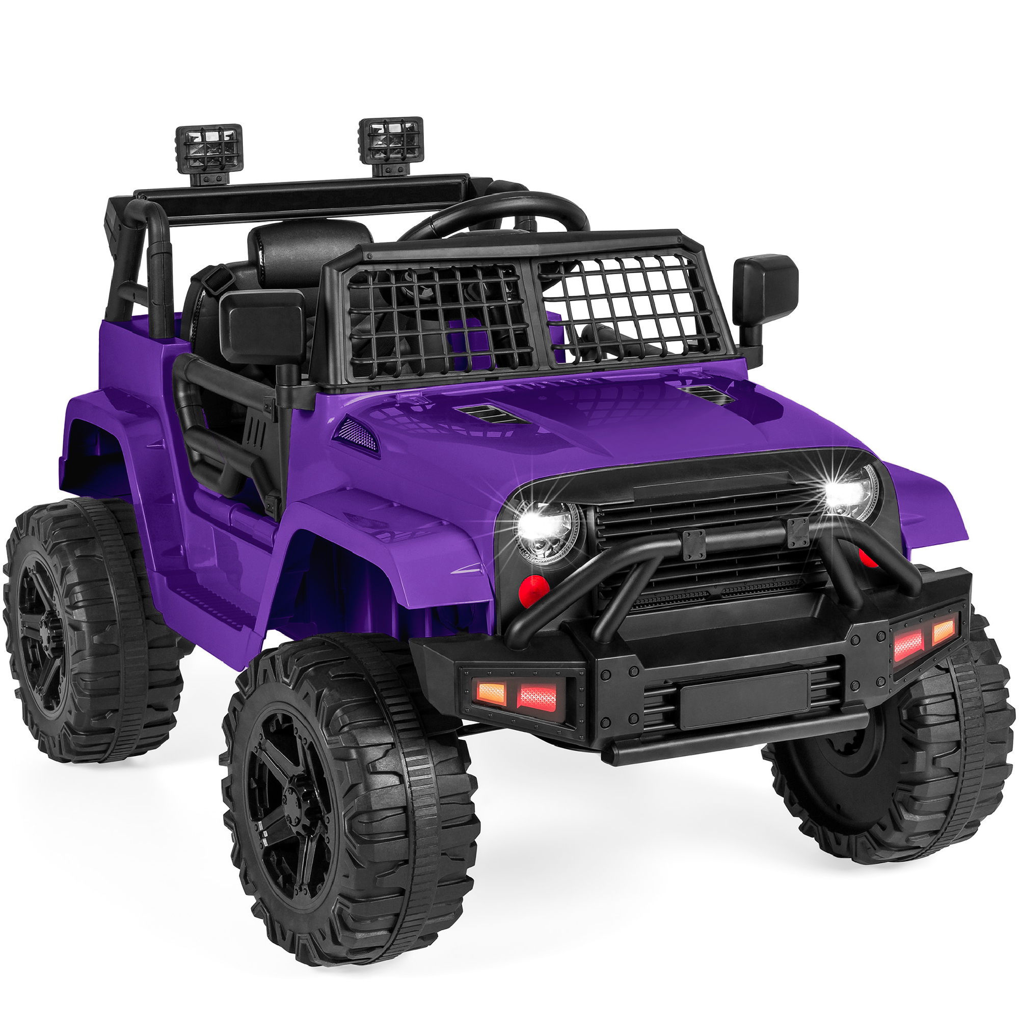 Ride-On Car For Kids w/ Parental Remote Control, 12V Battery Power, Spring Suspension Wheels, LED Lights - Purple - Best Choice Products