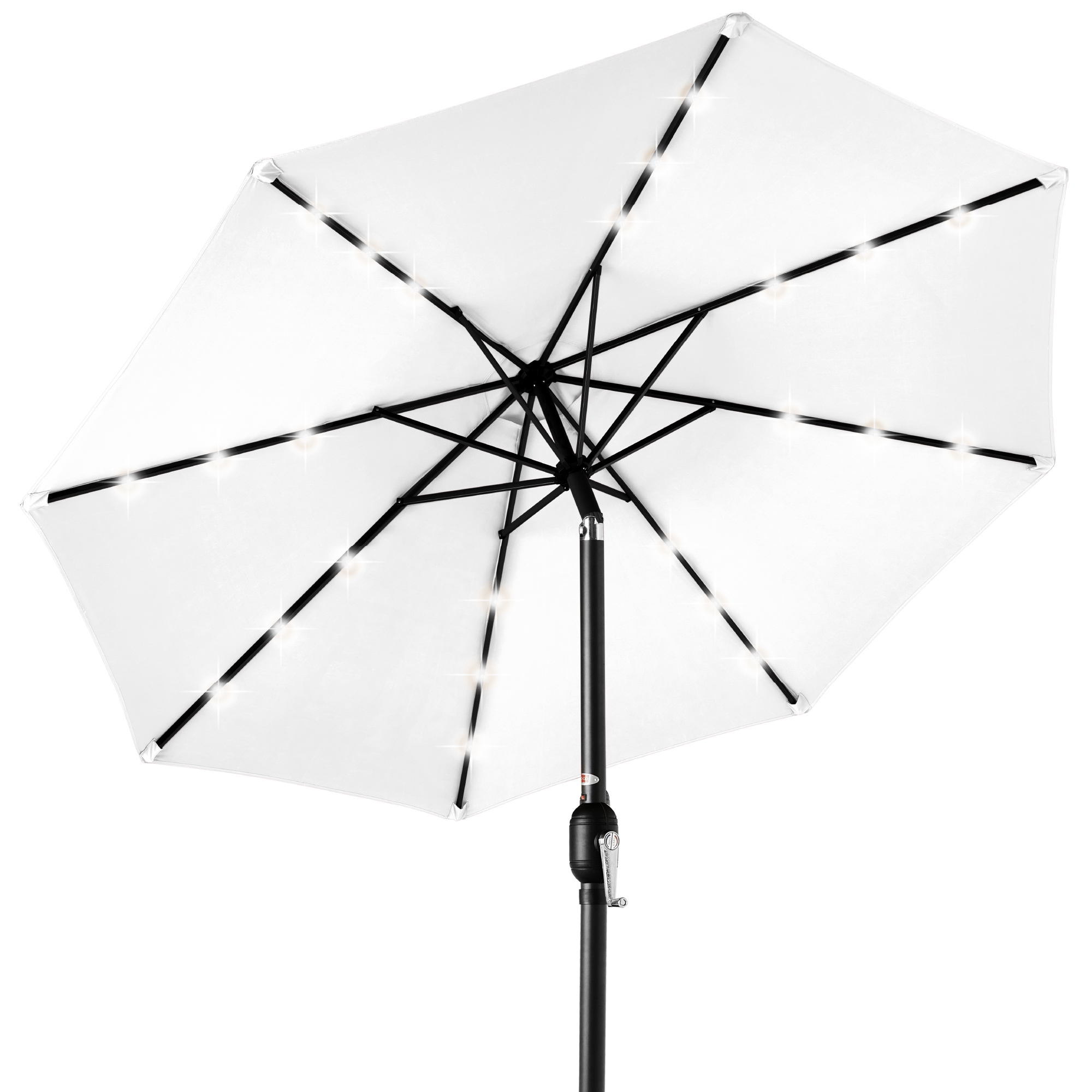 10ft Solar LED Lighted Patio Umbrella w/ Tilt Adjustment, UV-Resistant Fabric - White - Best Choice Products Online