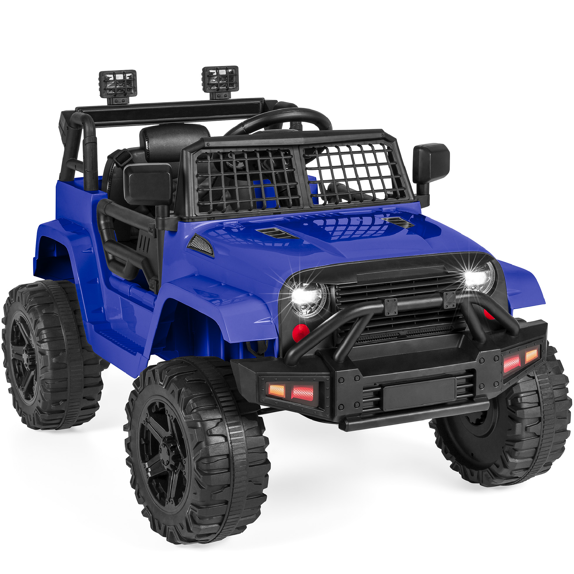Ride-On Car For Kids w/ Parental Remote Control, 12V Battery Power, Spring Suspension Wheels, LED Lights - Blue - Best Choice Products