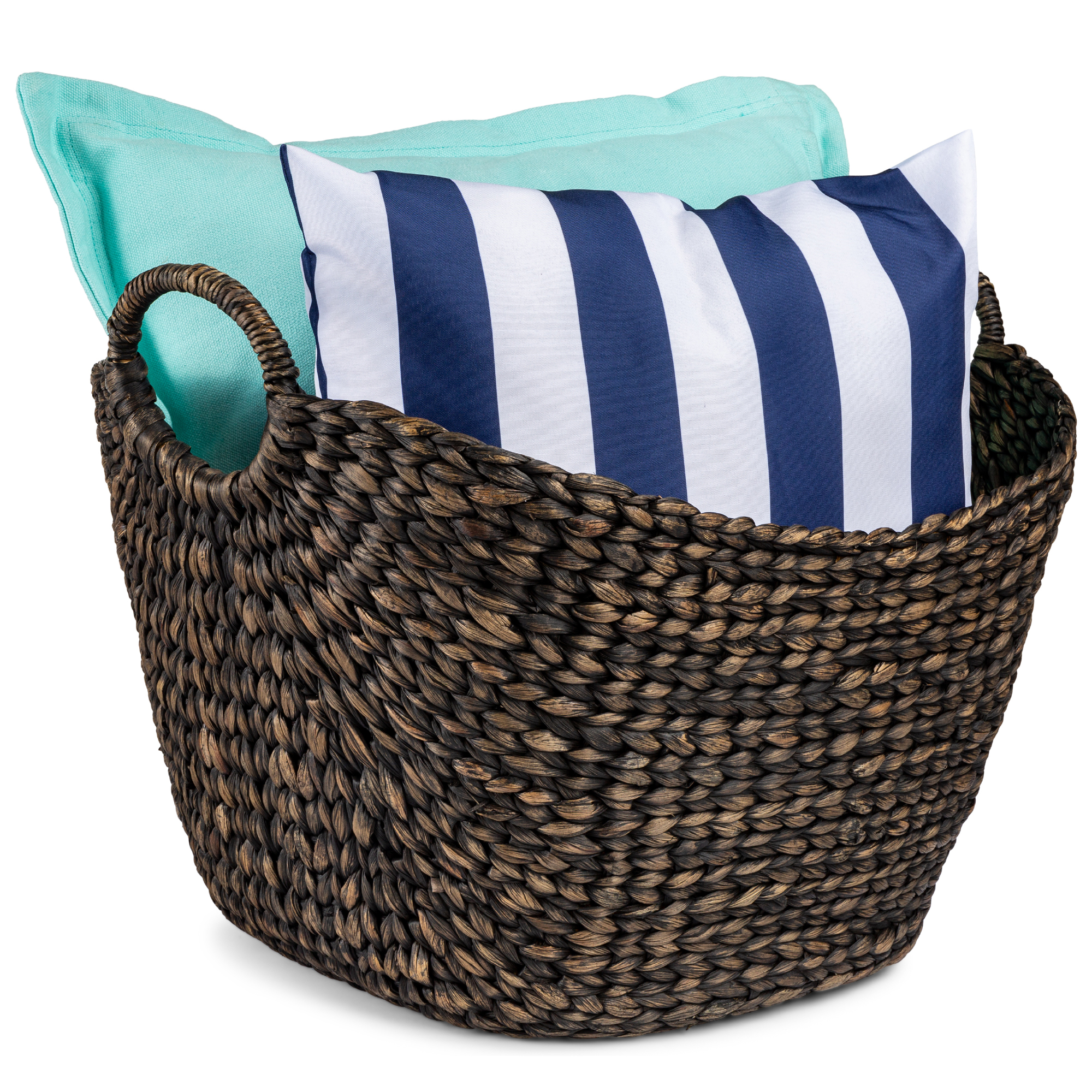Portable Large Hand Woven Wicker Braided Storage Laundry Basket Organizer w/ Handles - Brown - Best Choice Products Online