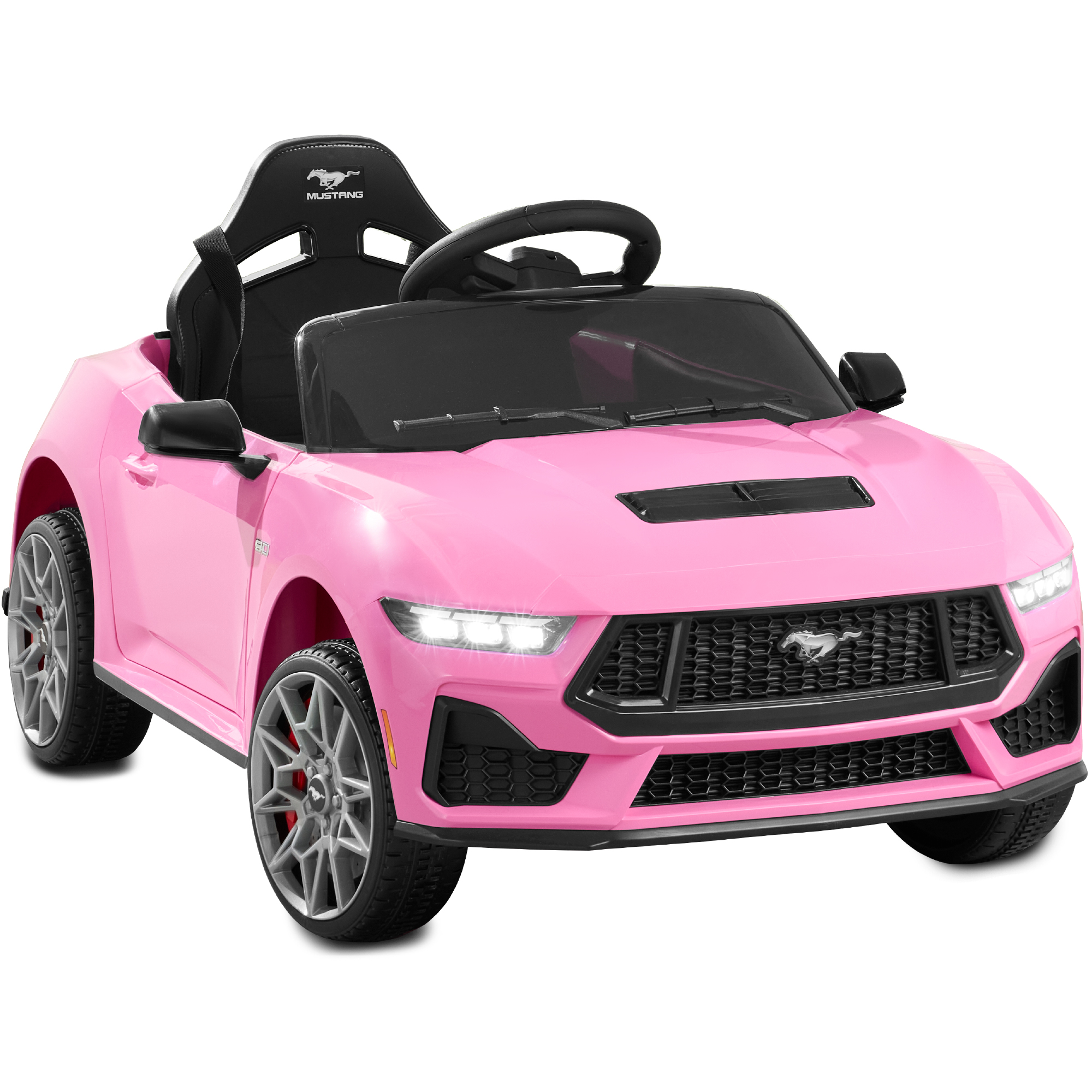 Kids 12V Electric Ride-On Car, Officially Licensed Ford Mustang w/ Remote, LED Lights - Pink - Best Choice Products Online