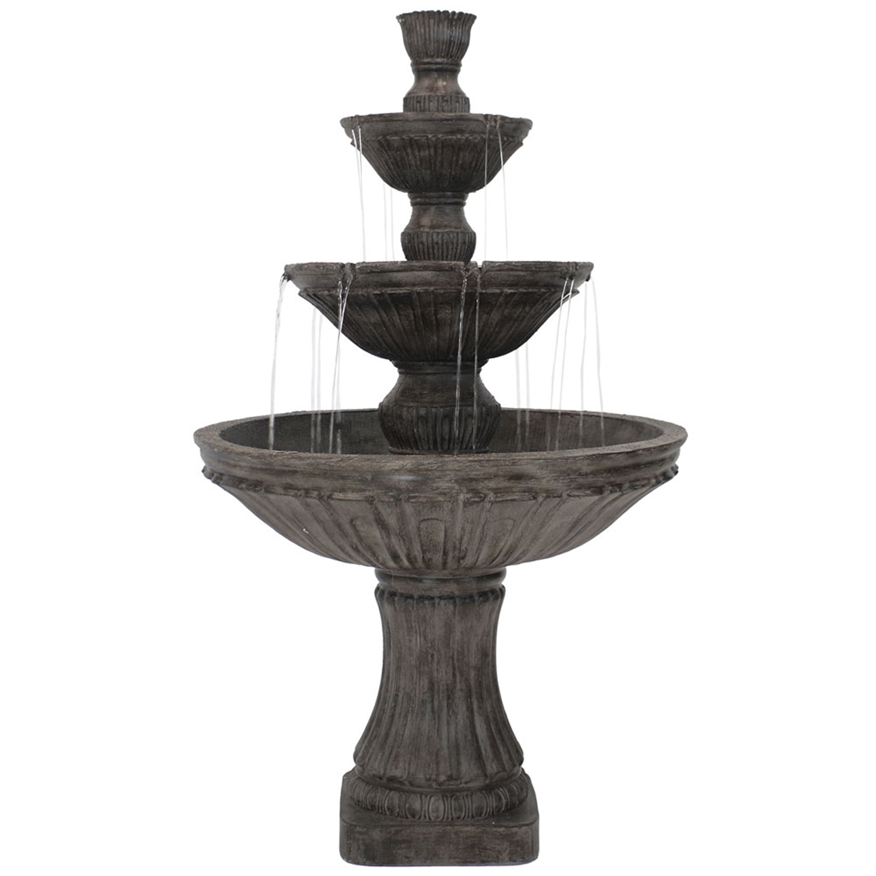 Sunnydaze 3-Tier Classic Designer Outdoor Water Fountain - Dark Brown - 55-Inch