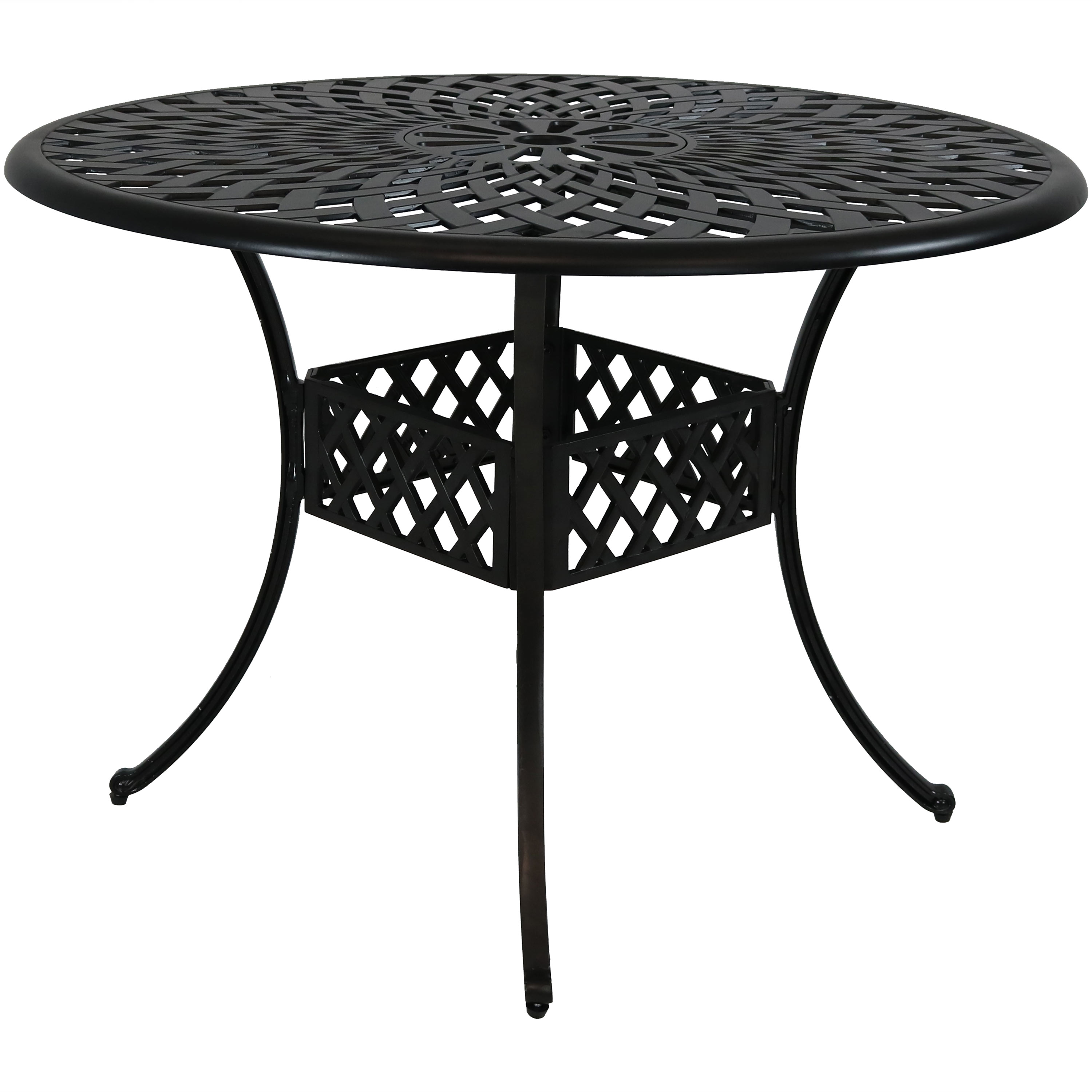 Sunnydaze Patio Table - Cast Aluminum with Crossweave Design - 41-Inch