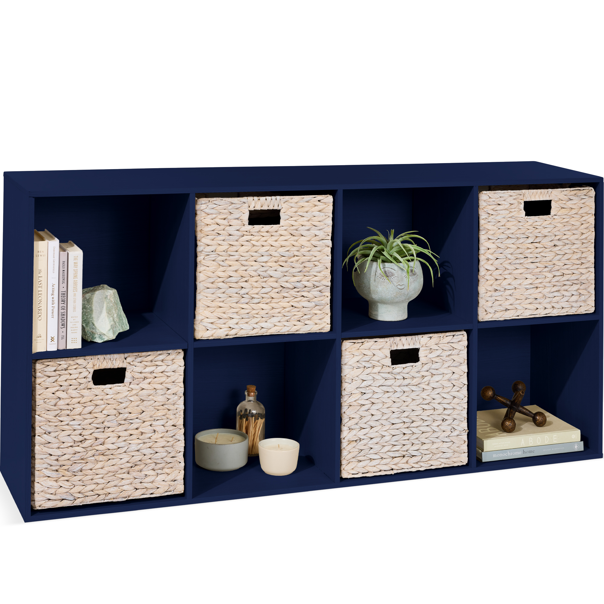 8-Cube Bookshelf, 11in Display Storage System, Organizer w/ Removable Back Panels - Navy - Best Choice Products Online