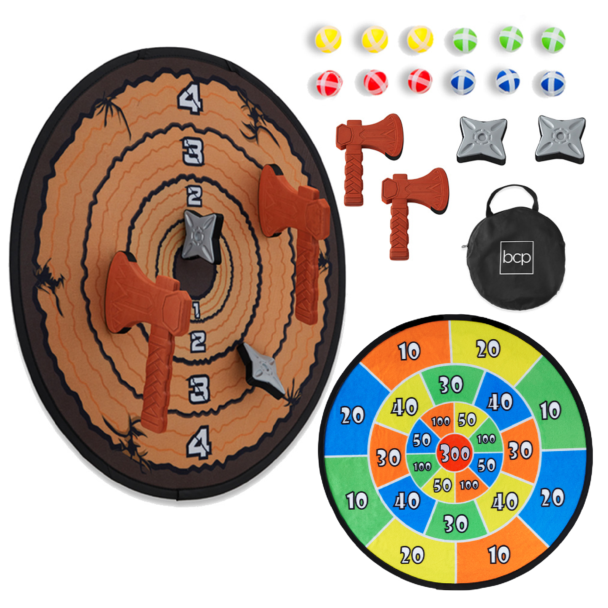 Large Double-Sided Dart Board, Sticky Ball Axe Star Throwing Game for Kids, Adults w/ Carrying Case - Best Choice Products Online
