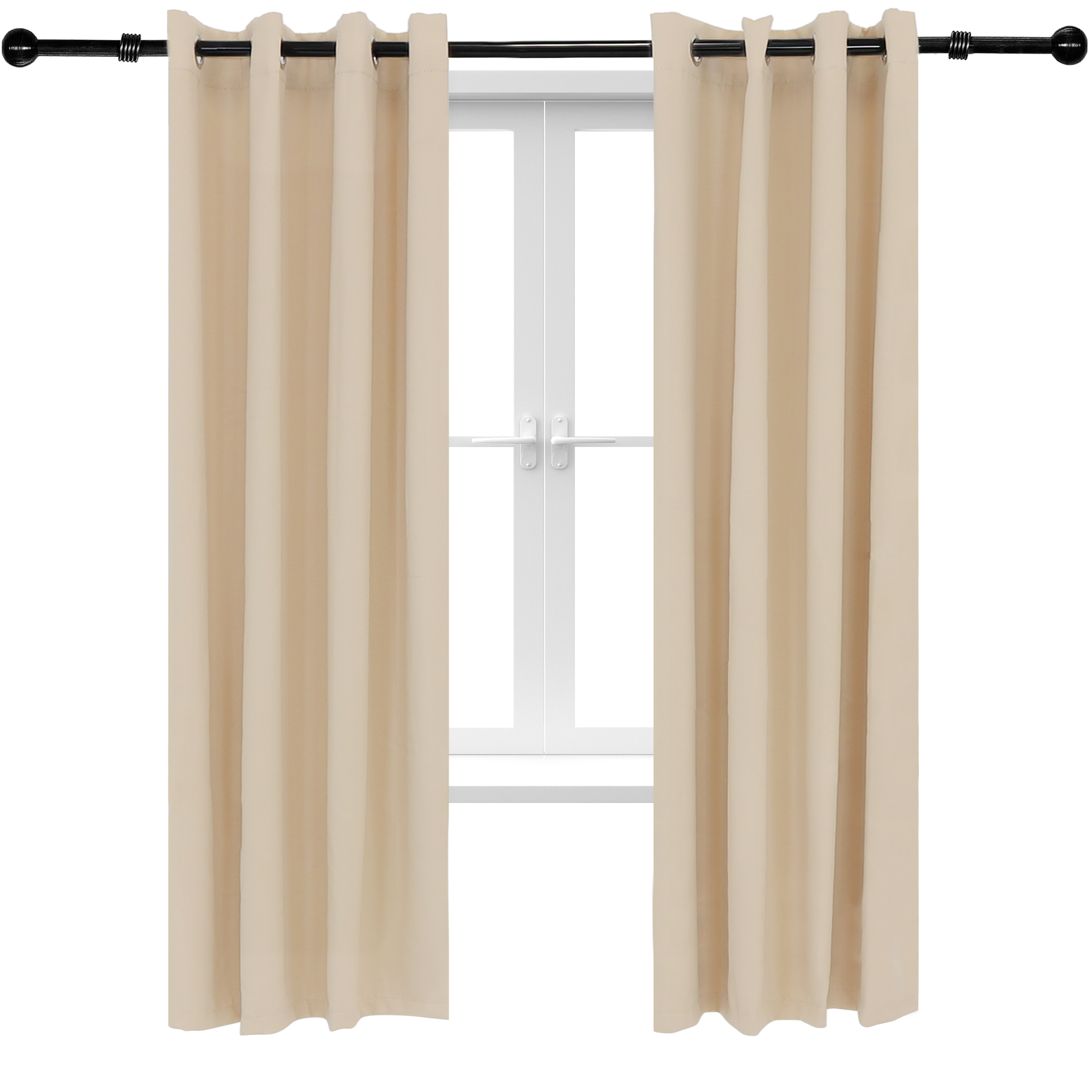 2 Indoor/Outdoor Blackout Curtain Panels with Grommet Top - 52 x 84 in (1.32 x 2.13 m) - Beige