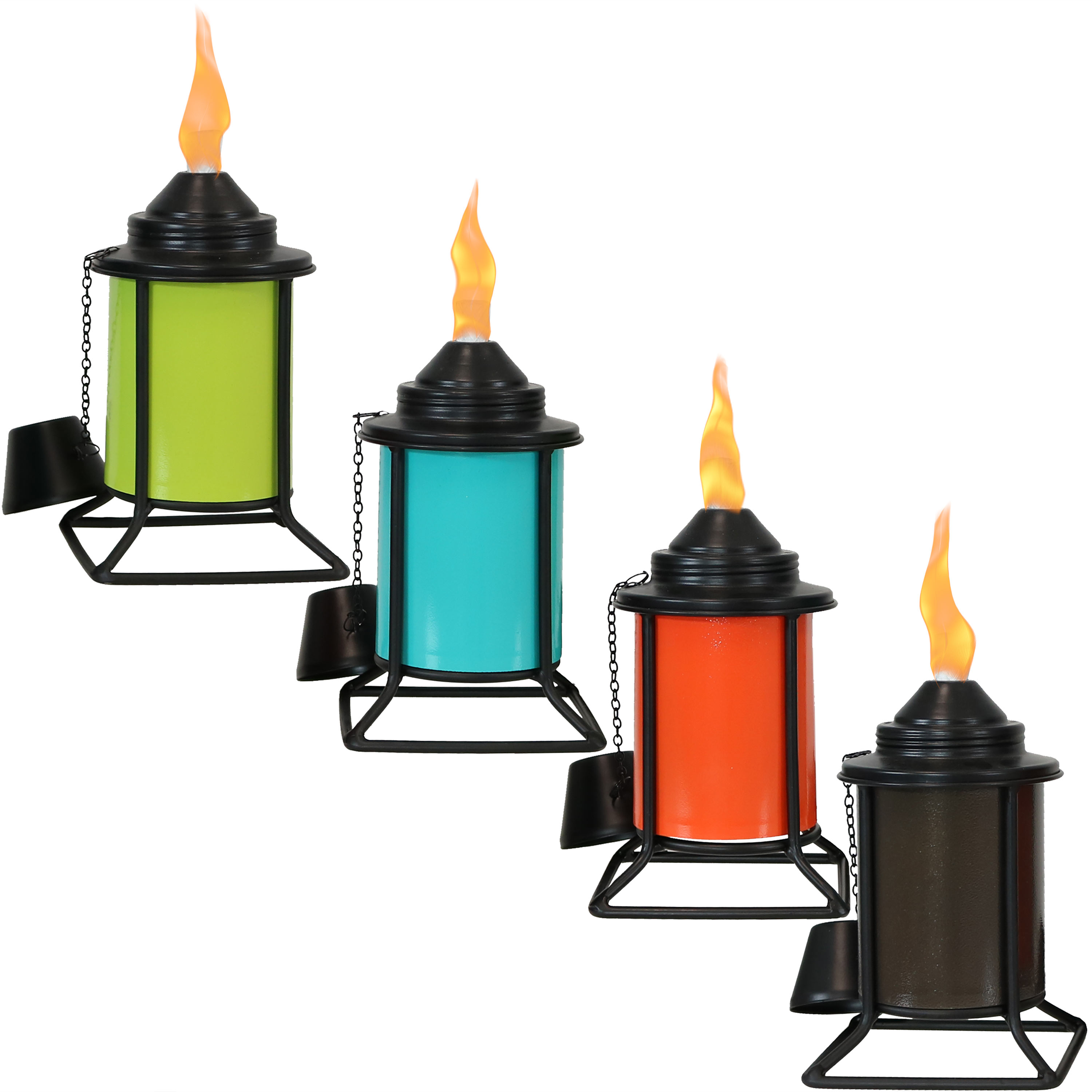 Sunnydaze Multi-Color Outdoor Tabletop Metal Torches - Set of 4