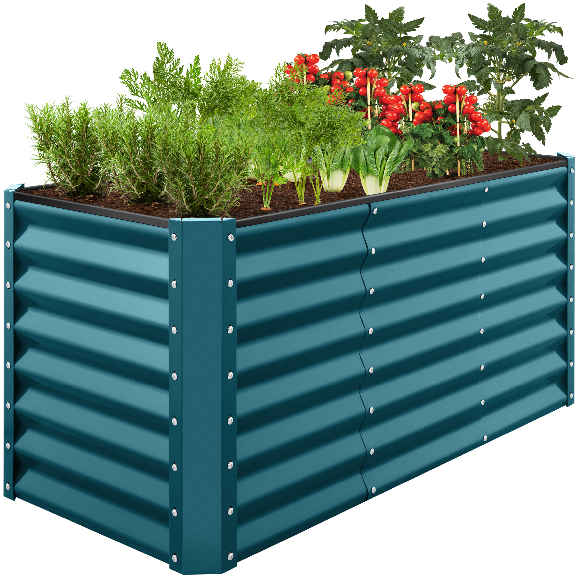 4x2x2ft Outdoor Metal Raised Garden Bed, Planter Box for Vegetables, Flowers, Herbs - Peacock Blue - Best Choice Products Online