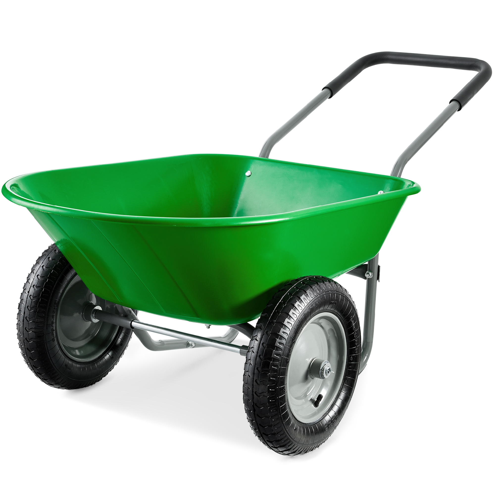 Dual-Wheel Home Wheelbarrow Yard Garden Cart for Lawn, Construction - Bright Green - Best Choice Products Online