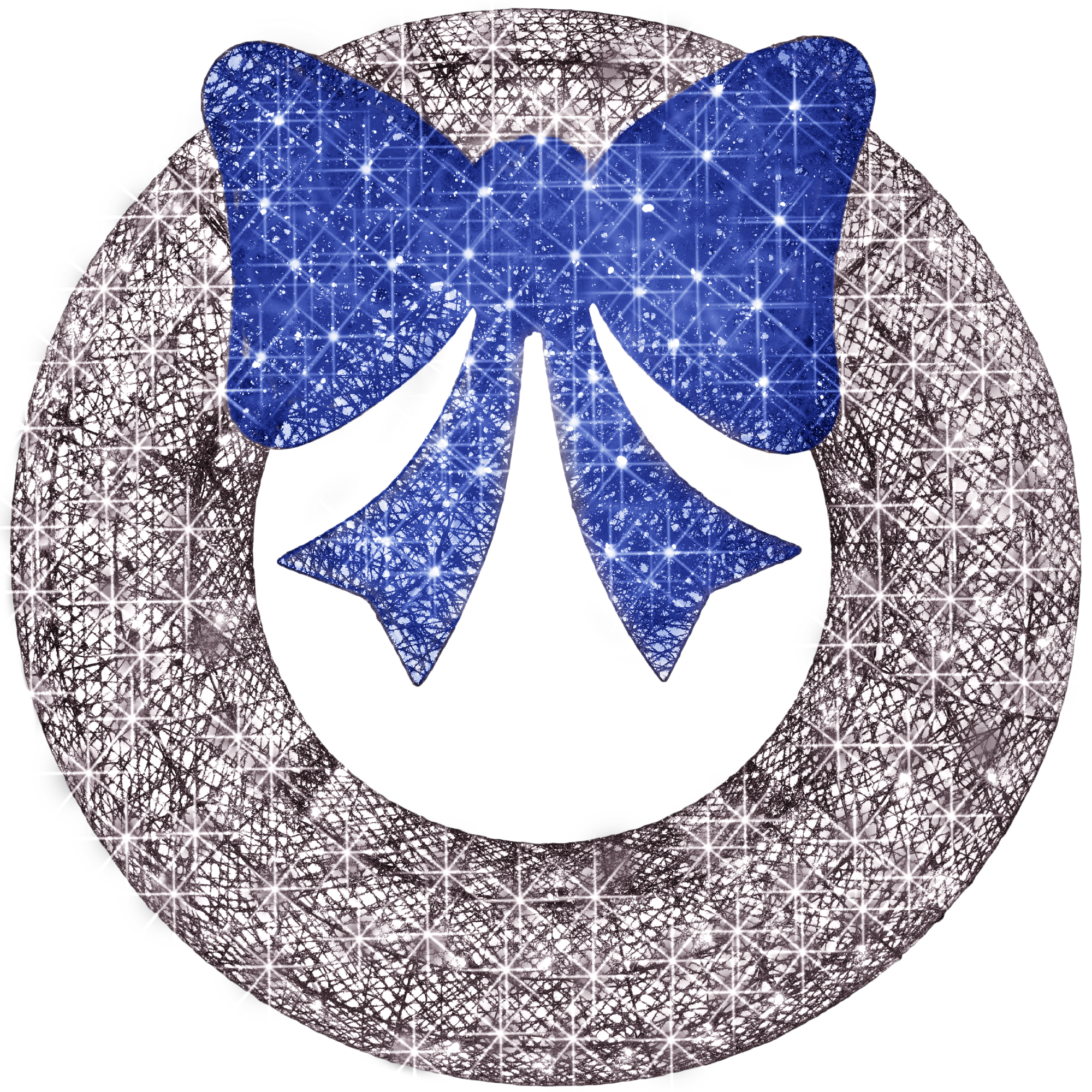 30in Pre-Lit Outdoor Christmas Wreath, LED Metal Holiday Décor w/ 100 Lights, Bow - Silver/Blue - Best Choice Products Online