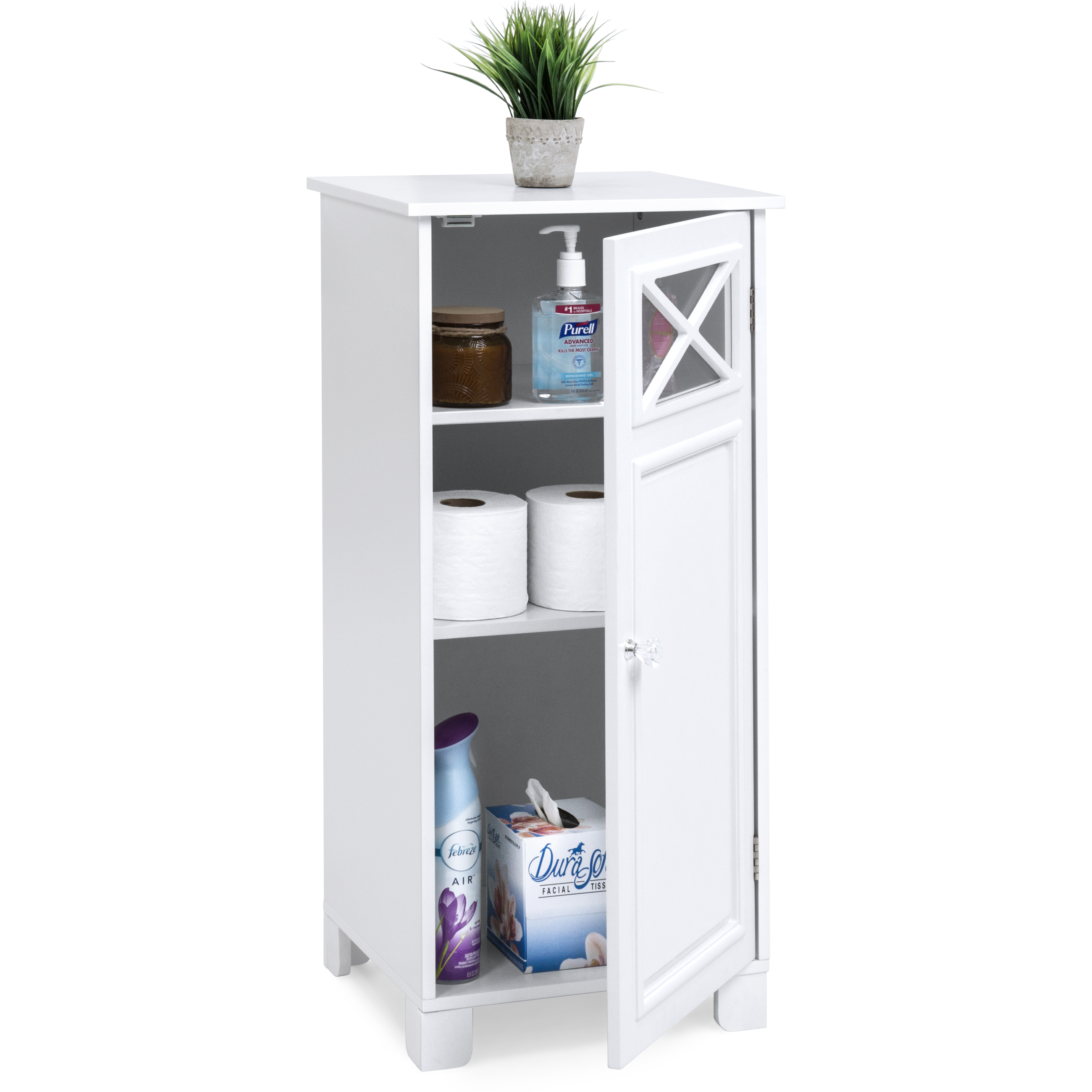 Best Choice Products 3-Tier Wooden Floor Cabinet for Bathroom Storage and Organization w/ Adjustable Shelves - White