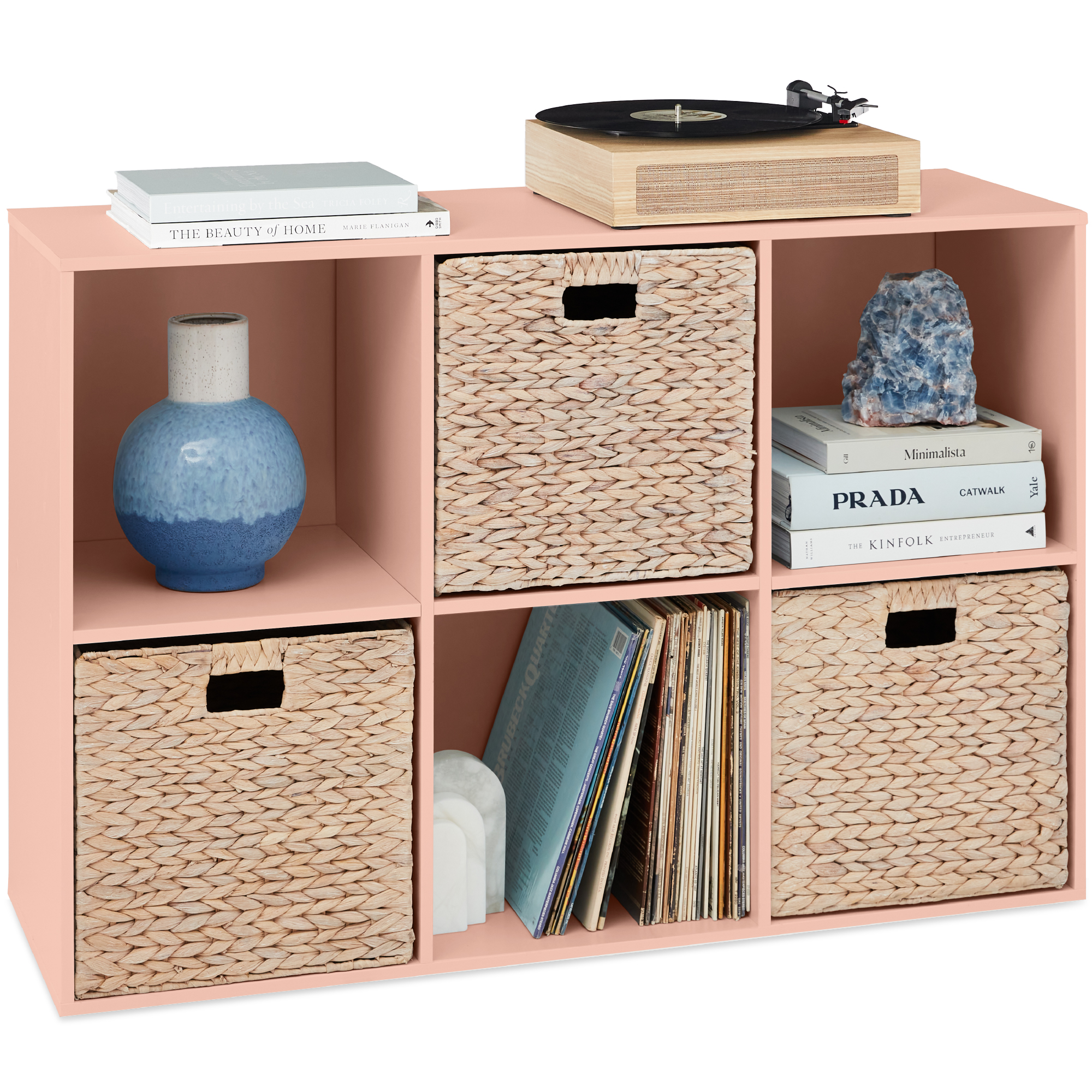 6-Cube Bookshelf, 13.5in Display Storage System, Organizer w/ Removable Back Panels - Light Pink - Best Choice Products Online