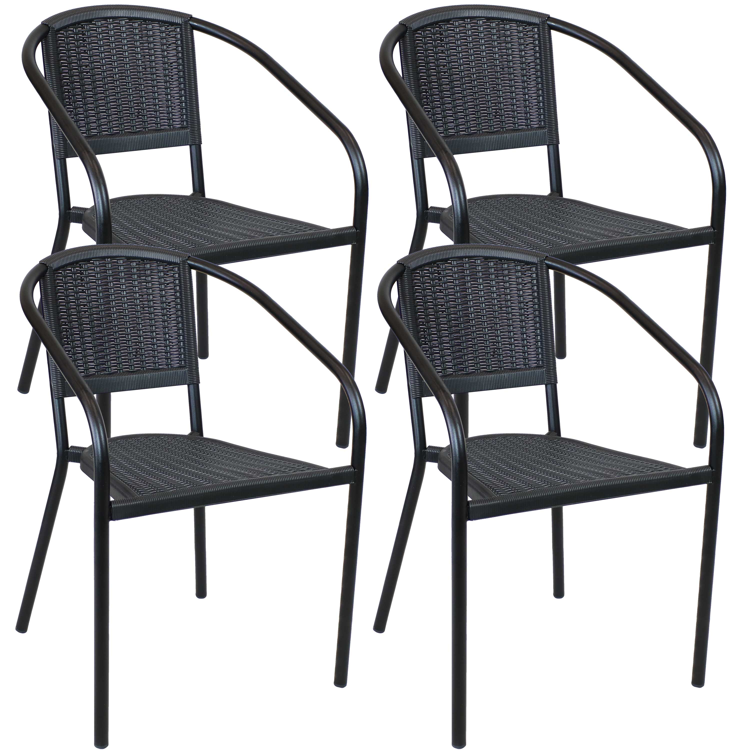 Sunnydaze Aderes Outdoor Arm Chair - Set of 4 - Black