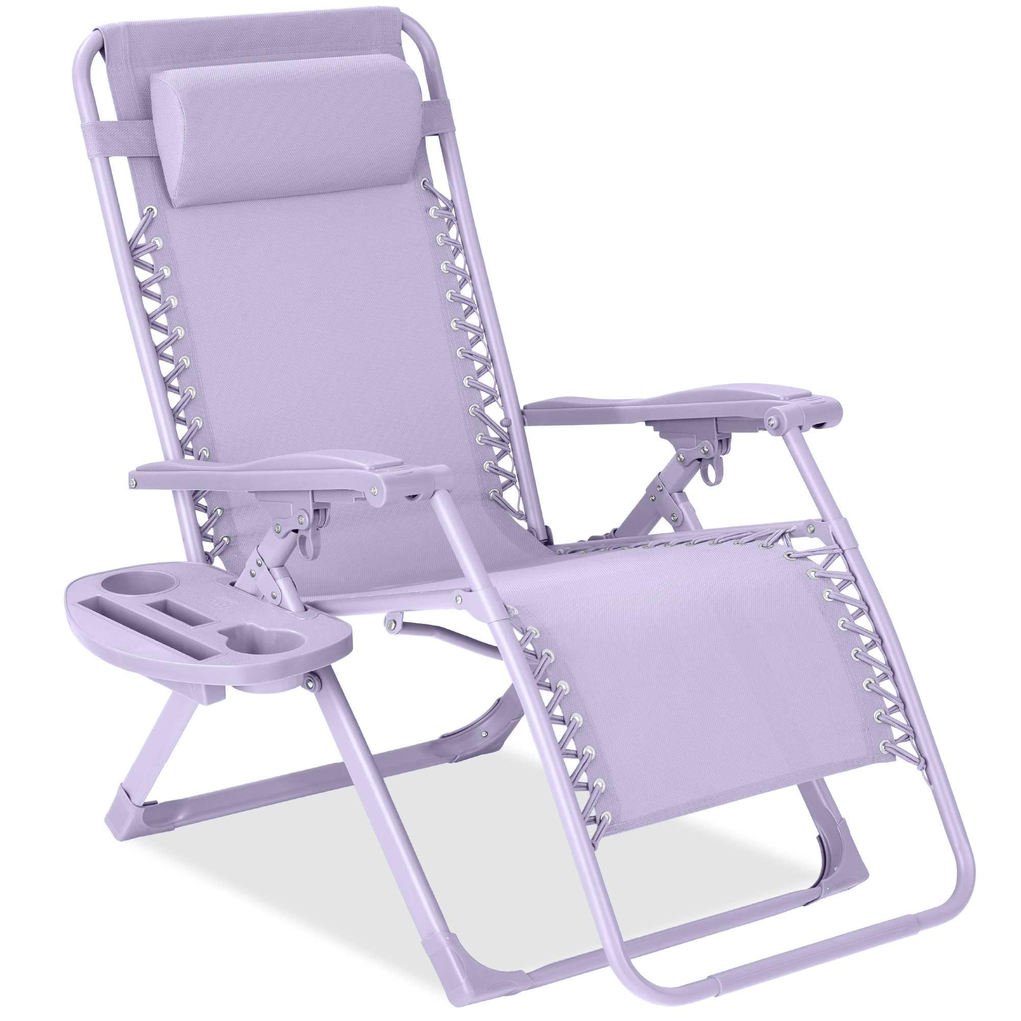 Zero Gravity Chair, Folding Patio Recliner w/ Side Tray, Headrest - Lavender - Best Choice Products Online