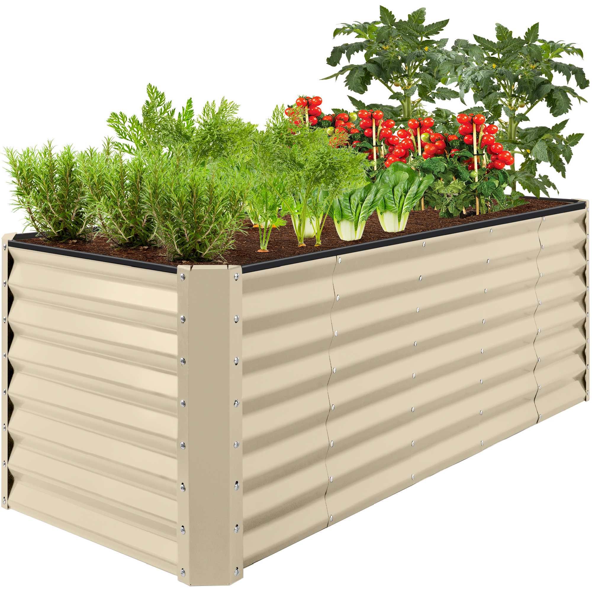 8x2x2ft Raised Metal Outdoor Garden Bed, Planter Box for Flowers, Vegetables, Herbs - Beige - Best Choice Products Online