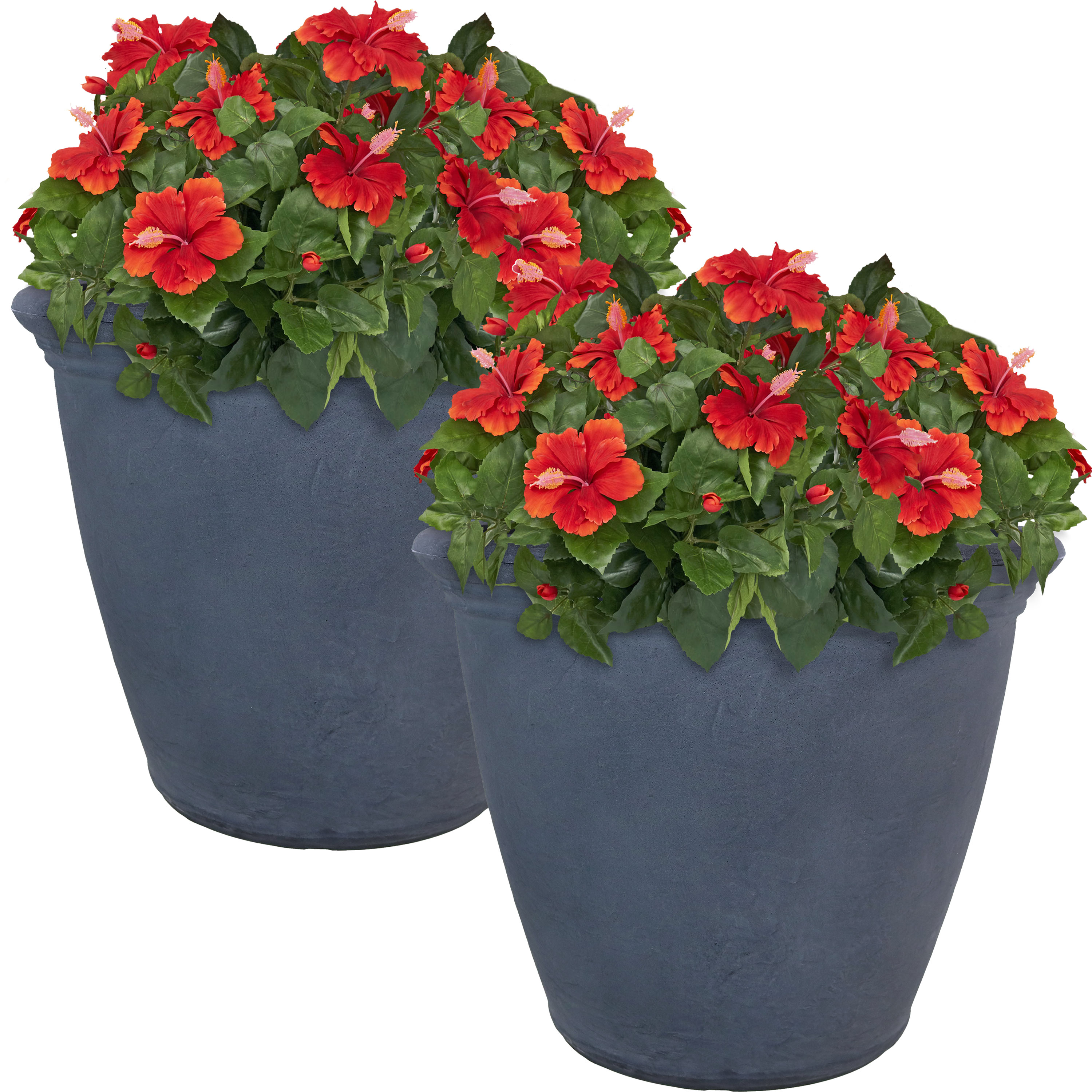 Sunnydaze Anjelica Outdoor Flower Pot Planter - Slate - 20-Inch - 2-Pack