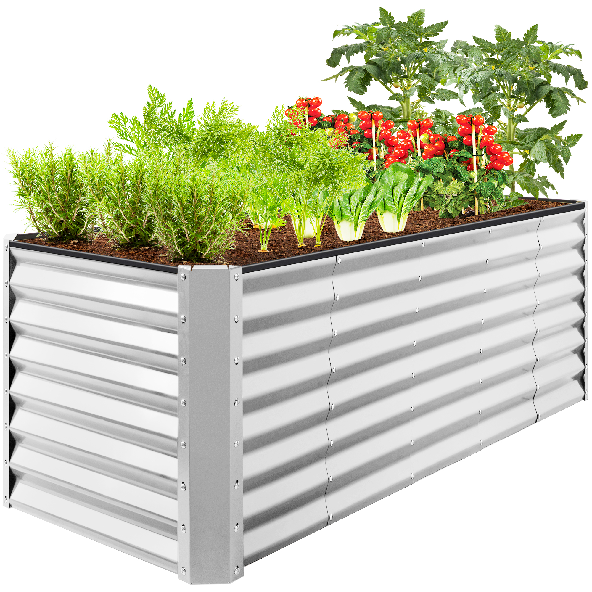 8x2x2ft Raised Metal Outdoor Garden Bed, Planter Box for Flowers, Vegetables, Herbs - Galvanized - Best Choice Products Online