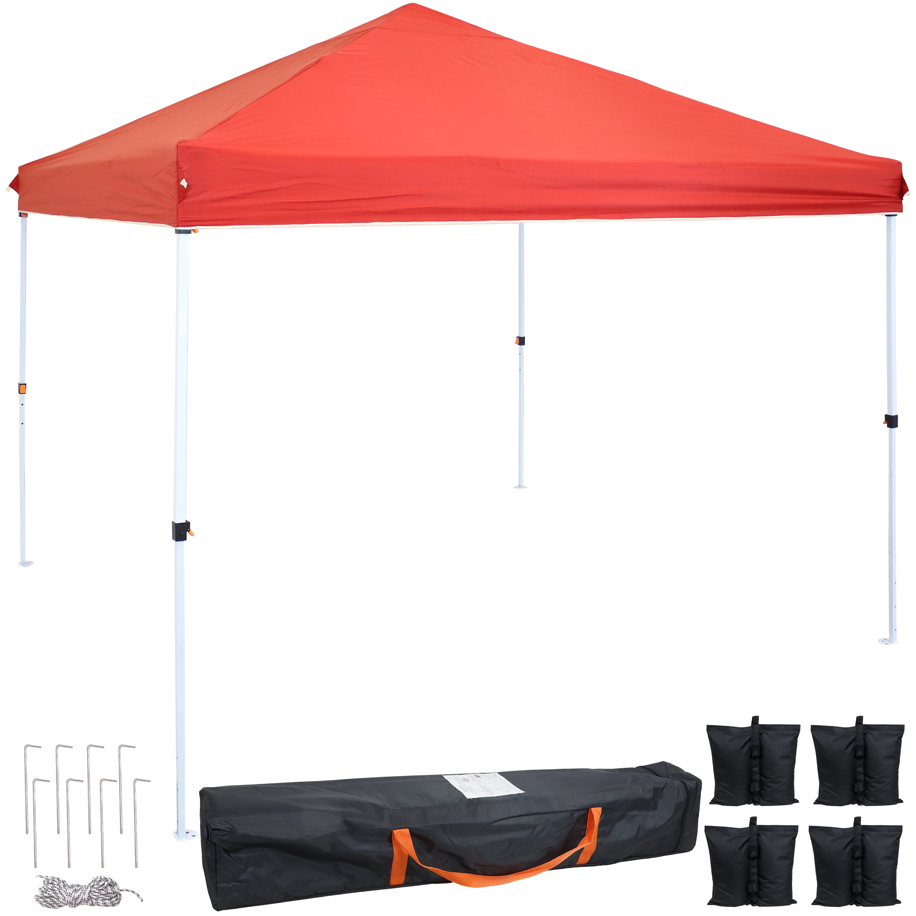 Sunnydaze 10x10 Foot Standard Pop-Up Canopy with Bag/Sandbags - Red