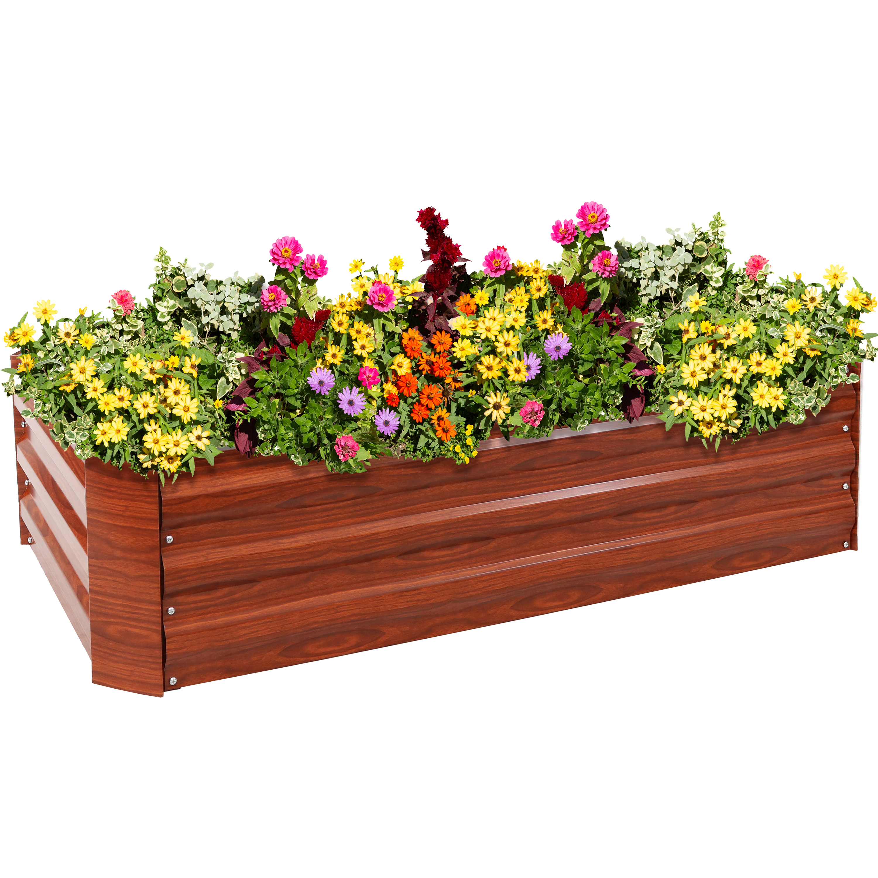 2 Galvanized Steel Raised Beds - 48-Inch Rectangle - Woodgrain