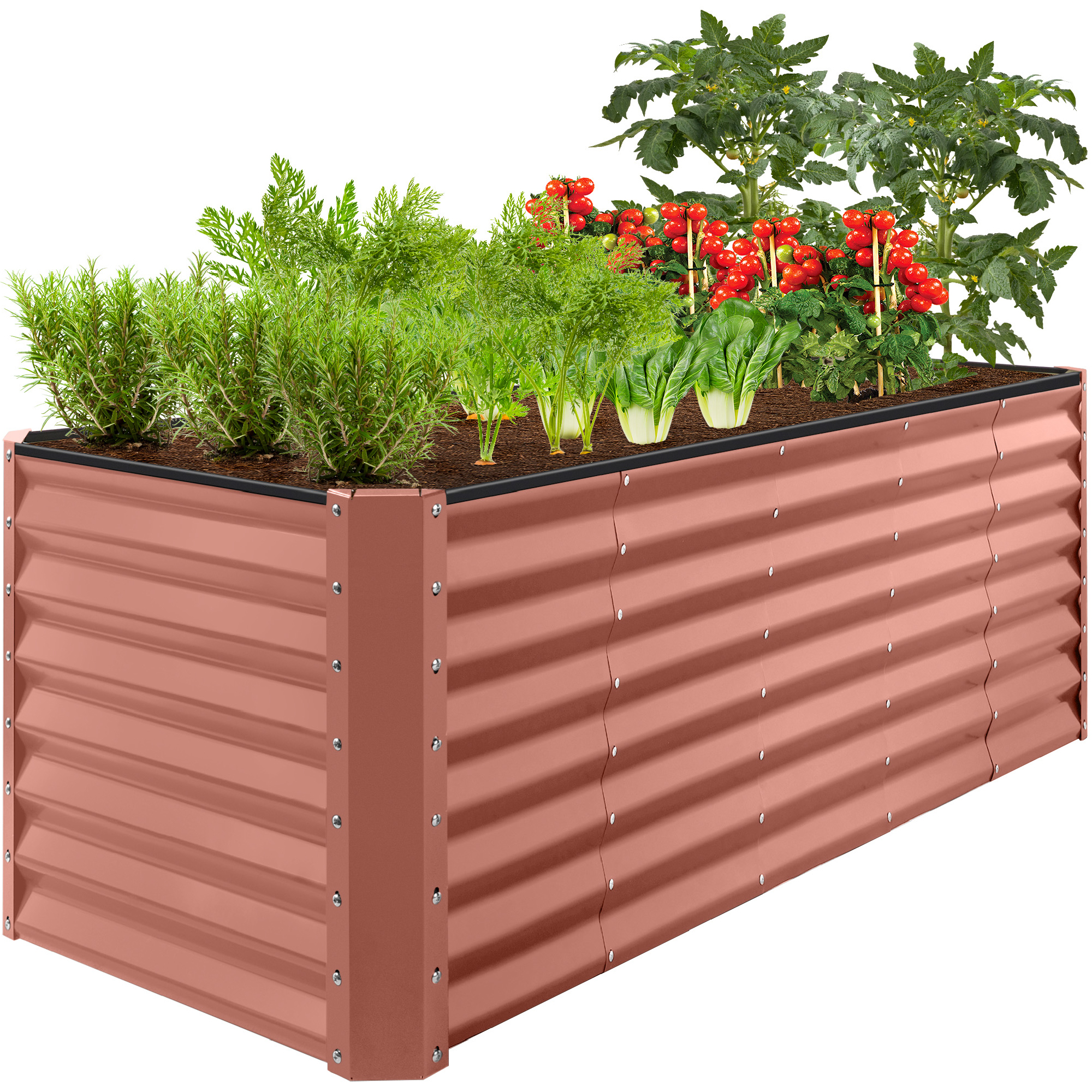 8x2x2ft Raised Metal Outdoor Garden Bed, Planter Box for Flowers, Vegetables, Herbs - Terracotta - Best Choice Products Online