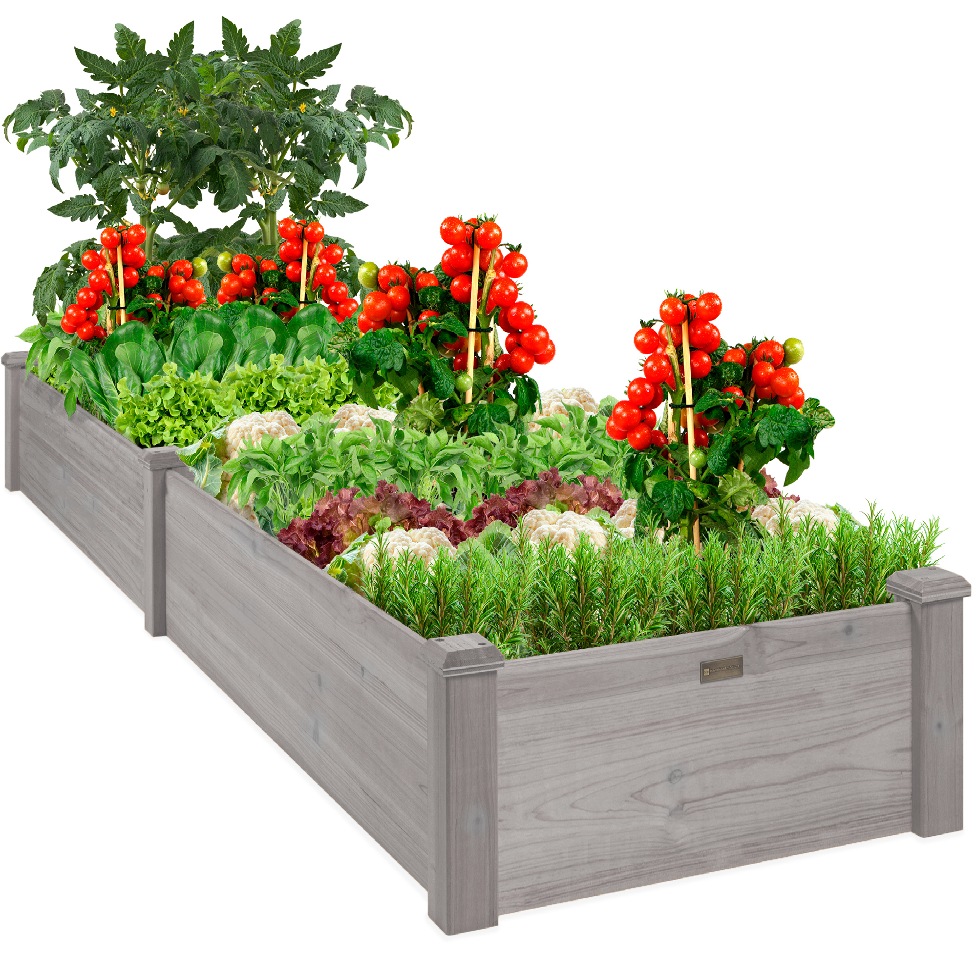 Raised Garden Bed 8ftx2ft, Wood Planter Box For Plants, Vegetables, Outdoor Gardening - Gray | Best Choice Products Online