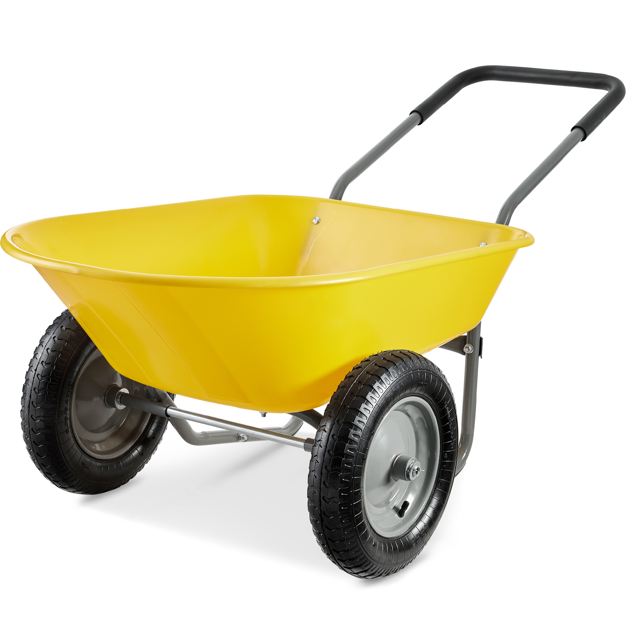 Dual-Wheel Home Wheelbarrow Yard Garden Cart for Lawn, Construction - Yellow - Best Choice Products Online