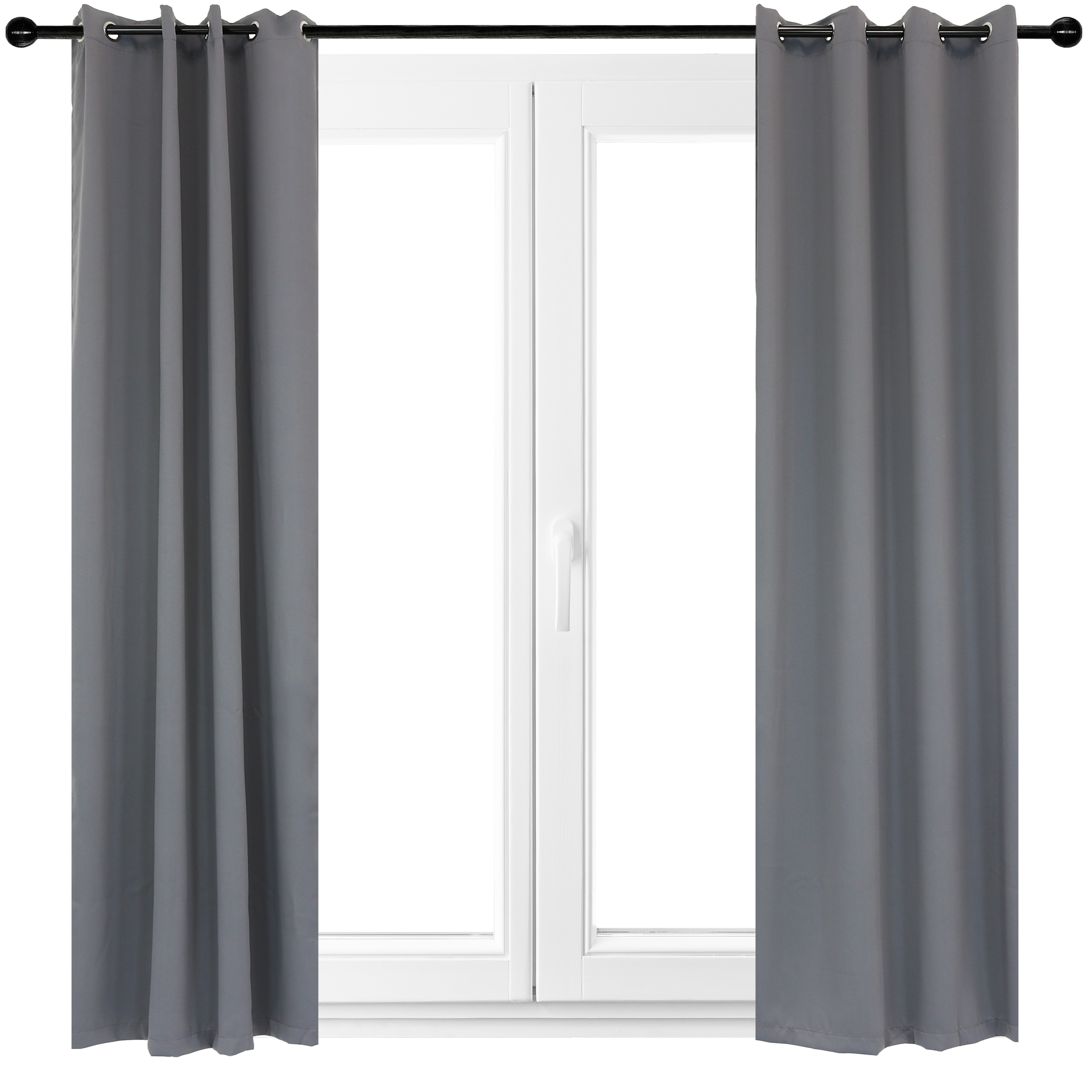 2 Indoor/Outdoor Blackout Curtain Panels with Grommet Top - 52 x 120 in (1.32 x 3 m)  - Gray