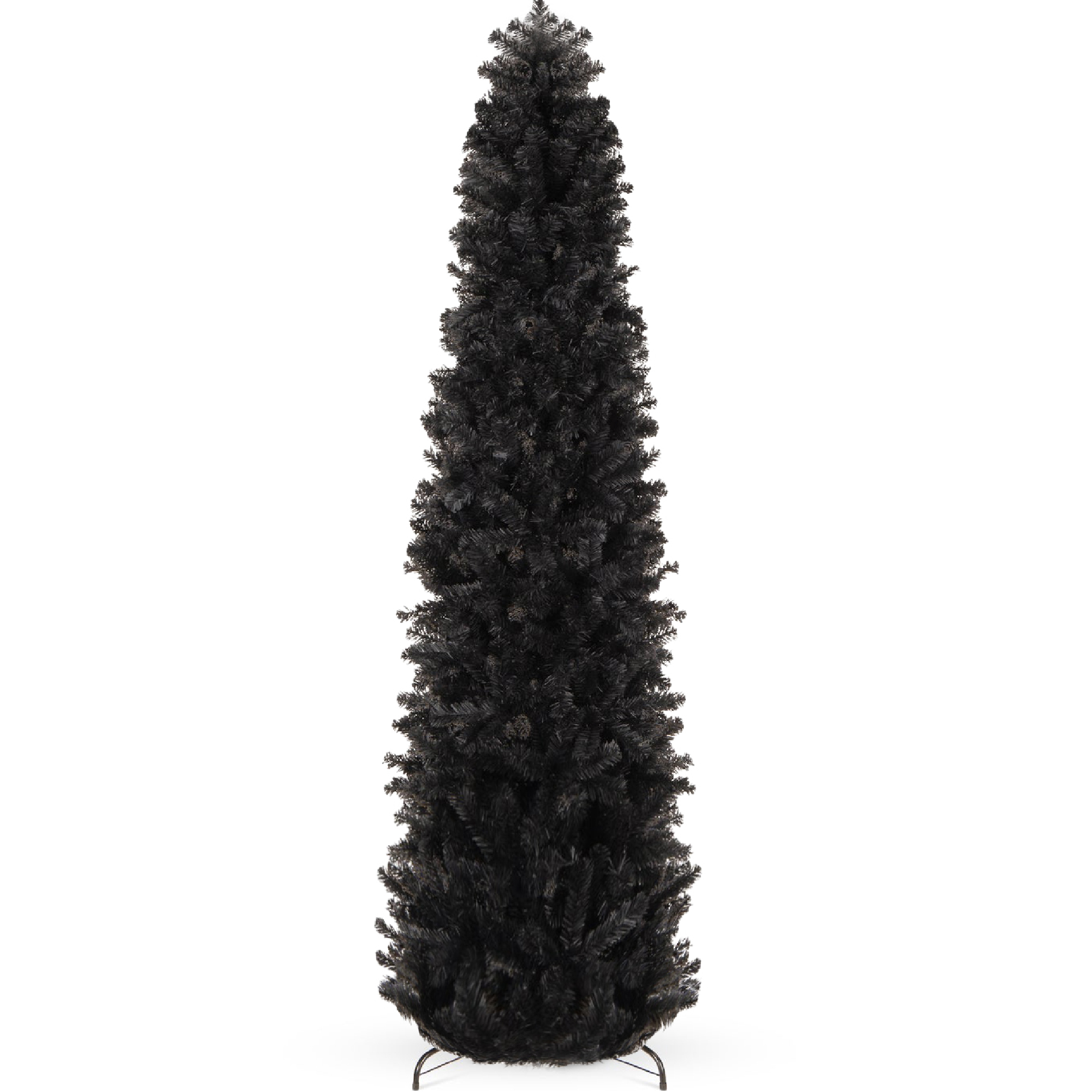 4.5ft Black Artificial Holiday Christmas Pencil Tree w/ 290 Tips, Metal Base - Best Choice Products Online