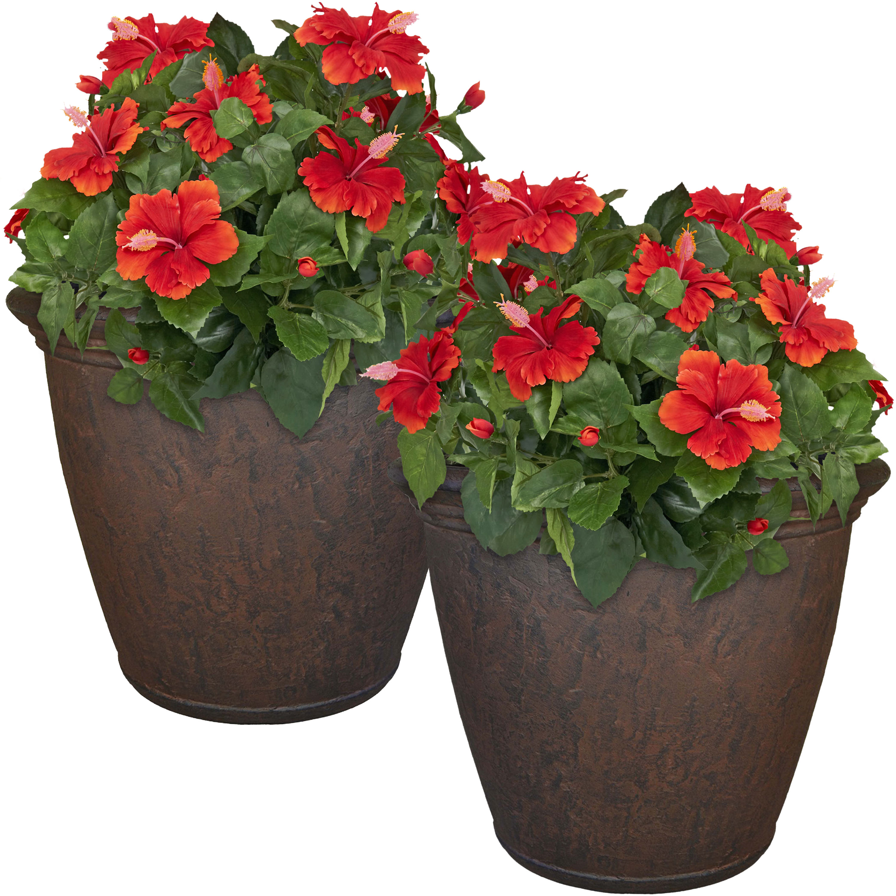 Sunnydaze Anjelica Outdoor Flower Pot Planter - Rust - 24-Inch - 2-Pack