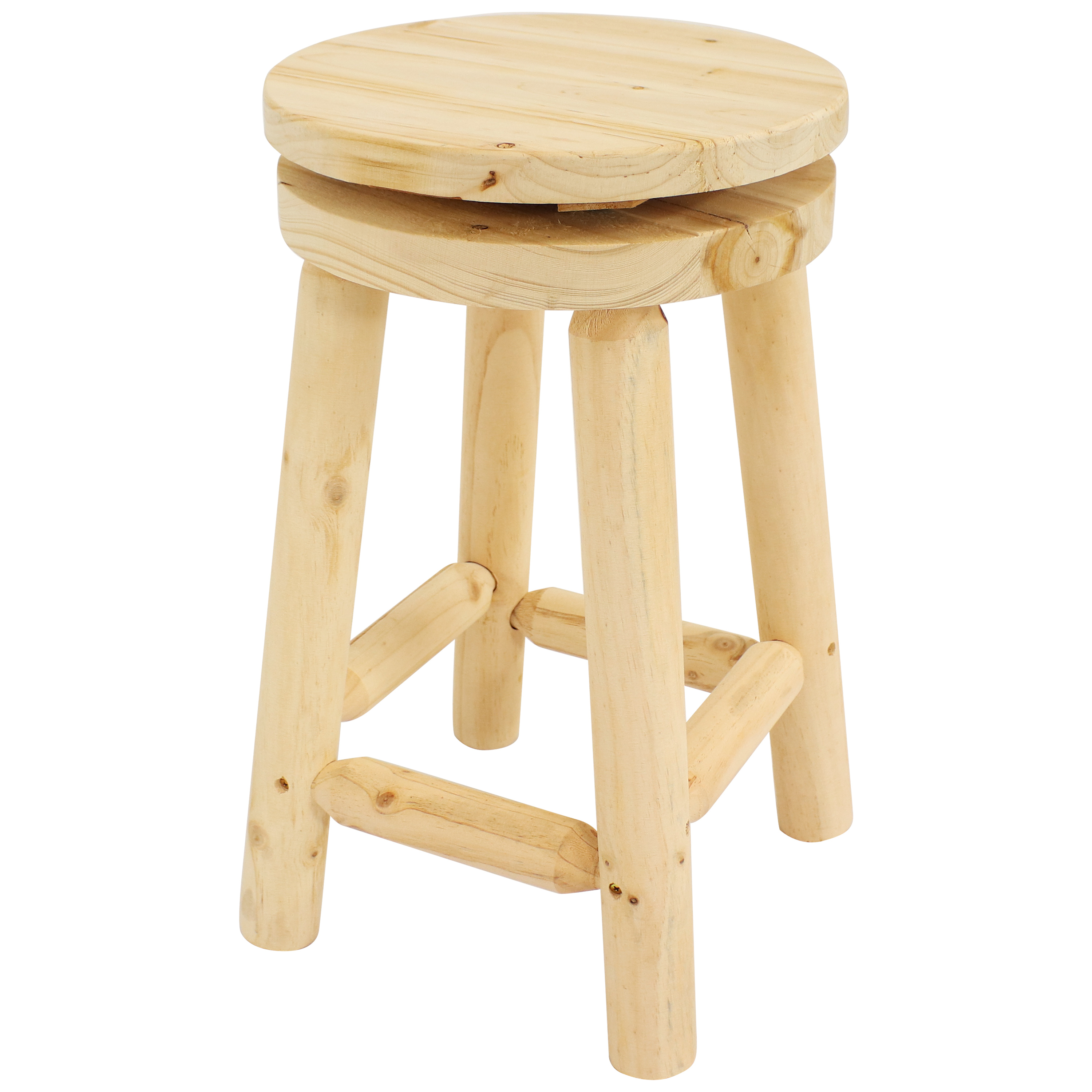 Fir Wood Swivel Bar Stool - Unfinished